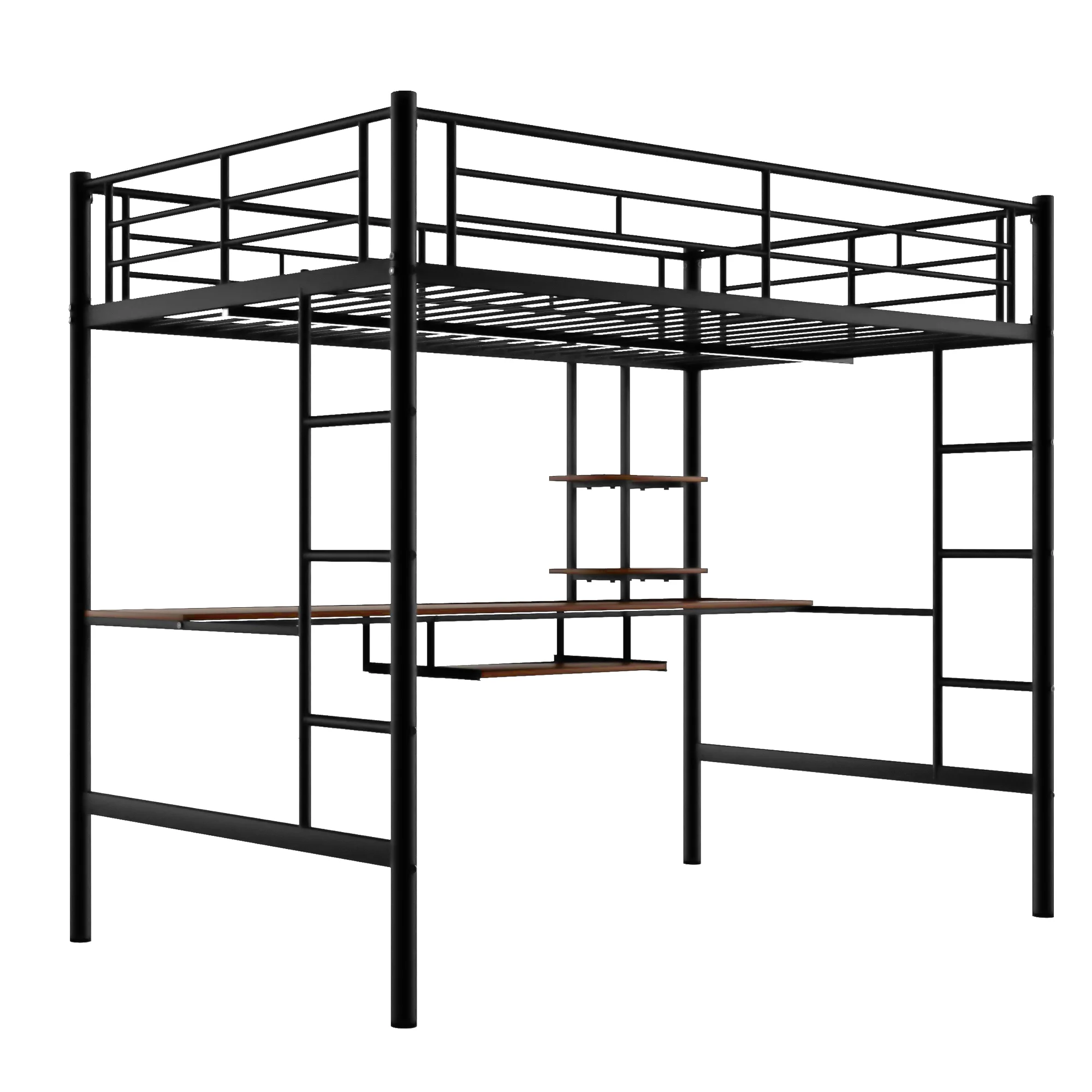CoSoTower Loft Bed With Desk And Shelf, Space Saving Design, Full, Black