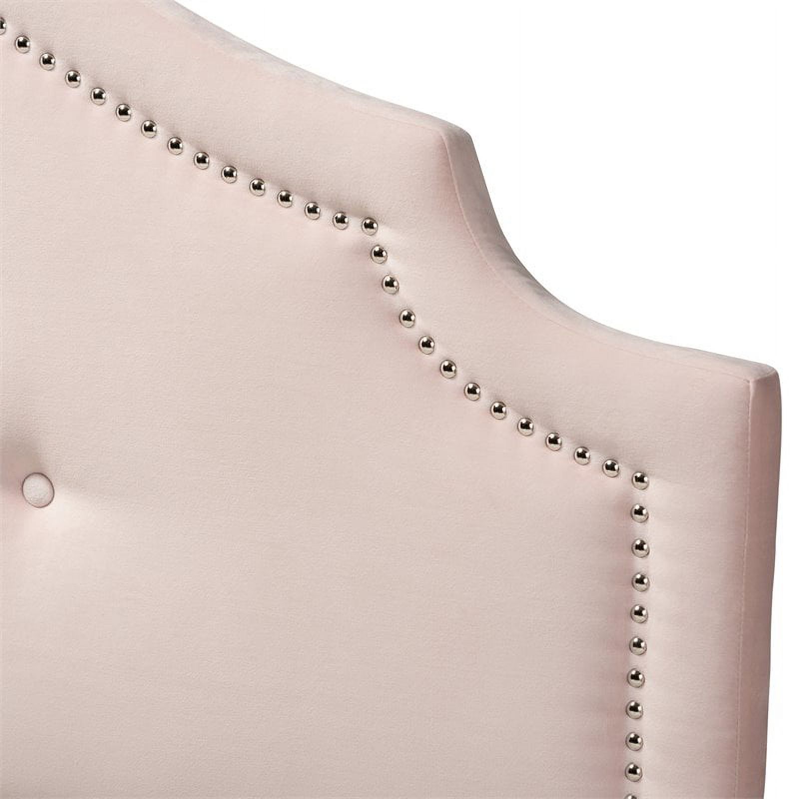 Bowery Hill Modern Velvet Tufted and Full Headboard in Light Pink