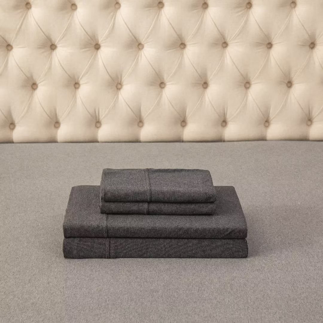 PURE ERA 100% Cotton Jersey Knit 4pc Bed Sheet Set Super Soft Breathable Fits Mattress up to 20