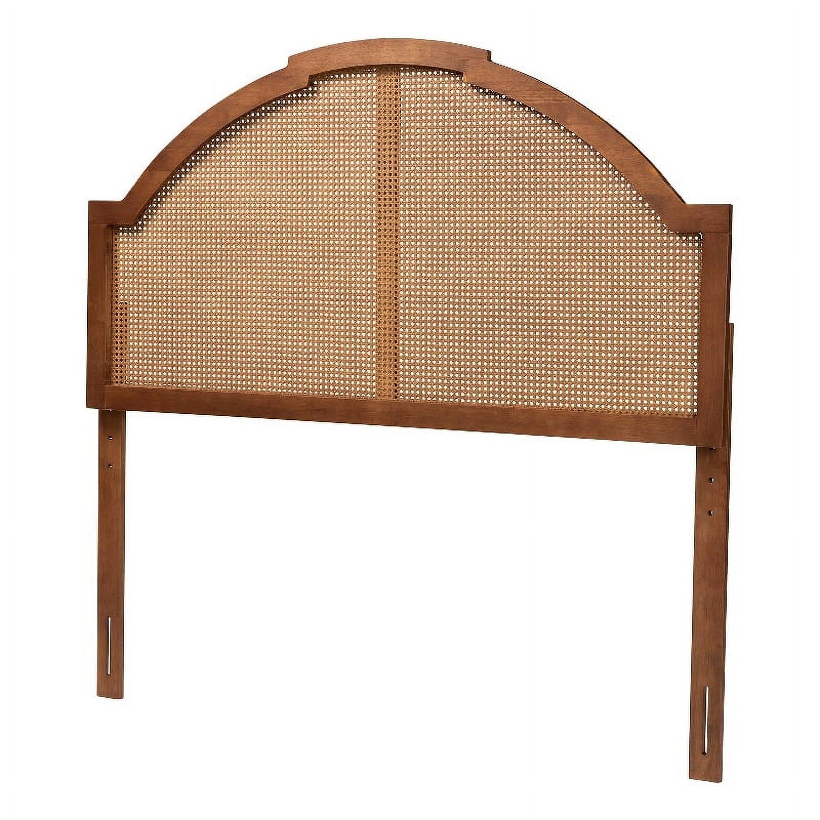 Pemberly Row Ash Walnut Finished Wood King Size Headboard with Rattan