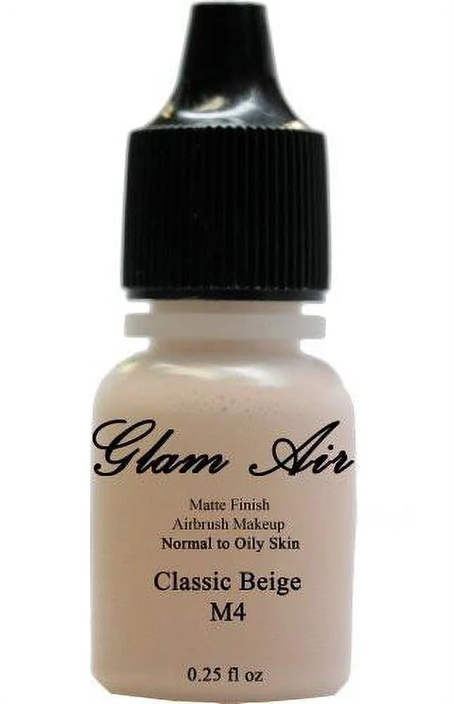 Glam Air Water-Based Makeup Foundation Matte M4 Classic Beige and M6 Golden Beige Airbrush Makeup - 0.25 Oz