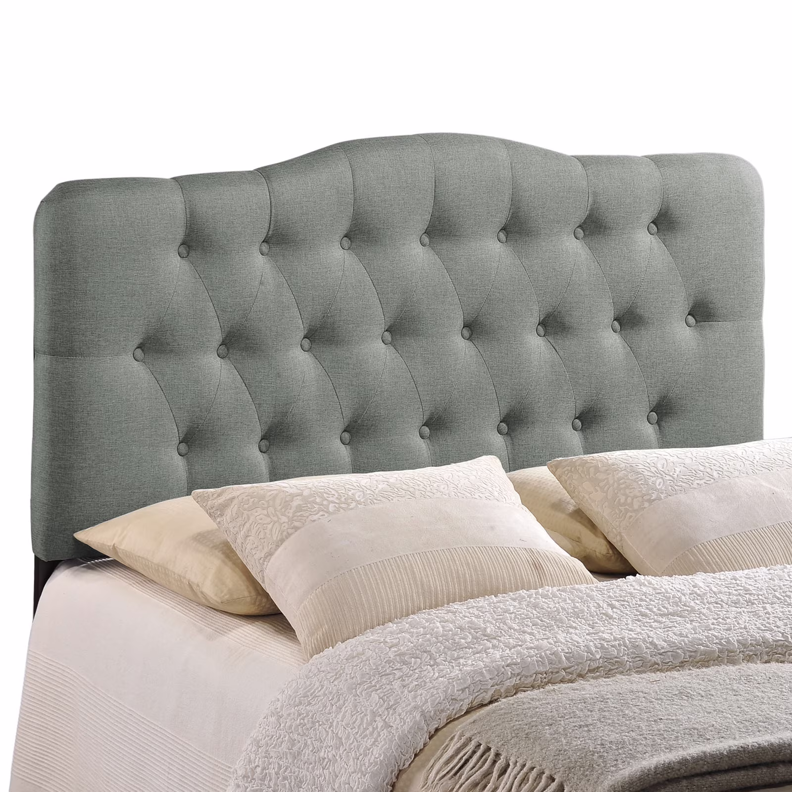 Modern Contemporary Full Size Fabric Headboard, Grey Fabric