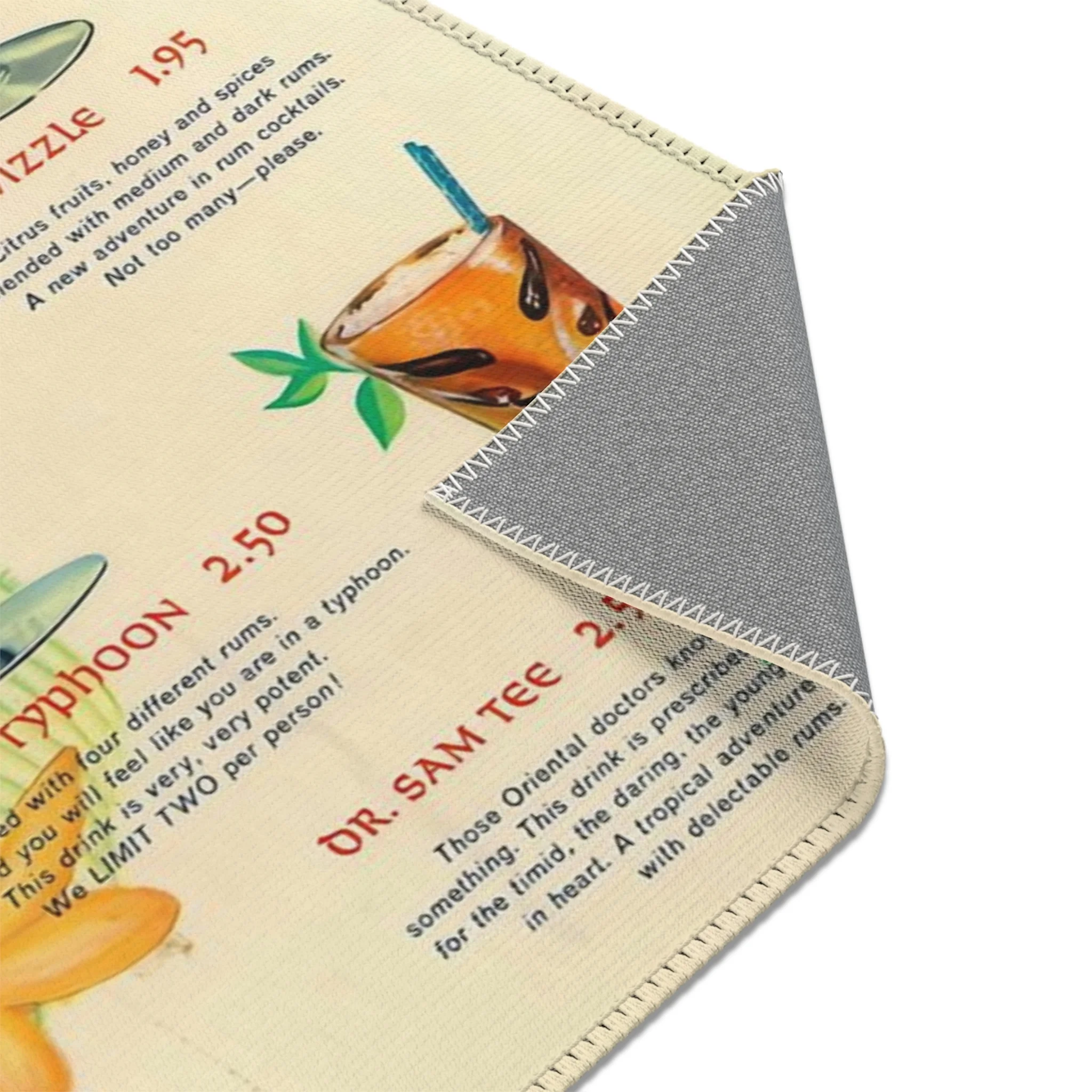 Vintage Tiki Drinks Area Rug - Tiki Bar Decor Carpet