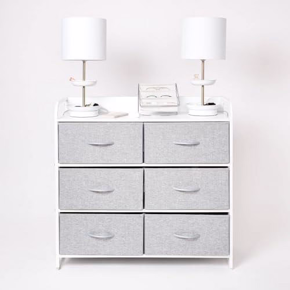 CCBIUOMBO Charging 6 Drawer Dresser | Clothes  Tower |  Drawers | Organizer | 1 Outlet & 2 USB Ports| Dresser for Closet | Grey | 32.75" W x 30.9" H x 11.4" D | 5ft Cord L