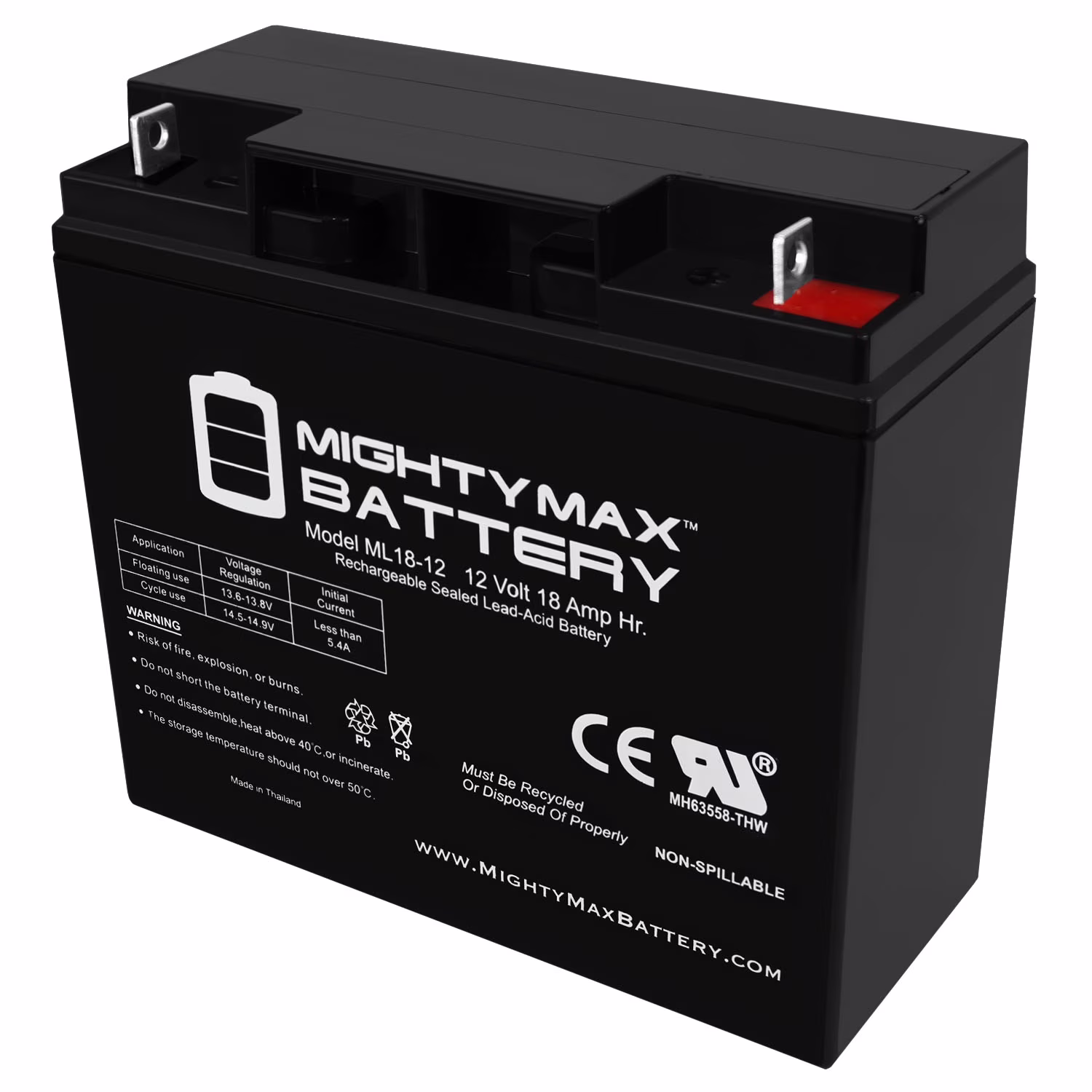 ML18-12 - 12V 18AH Replacement Battery compatible with 51913 BMW R1100RS, R1100RT