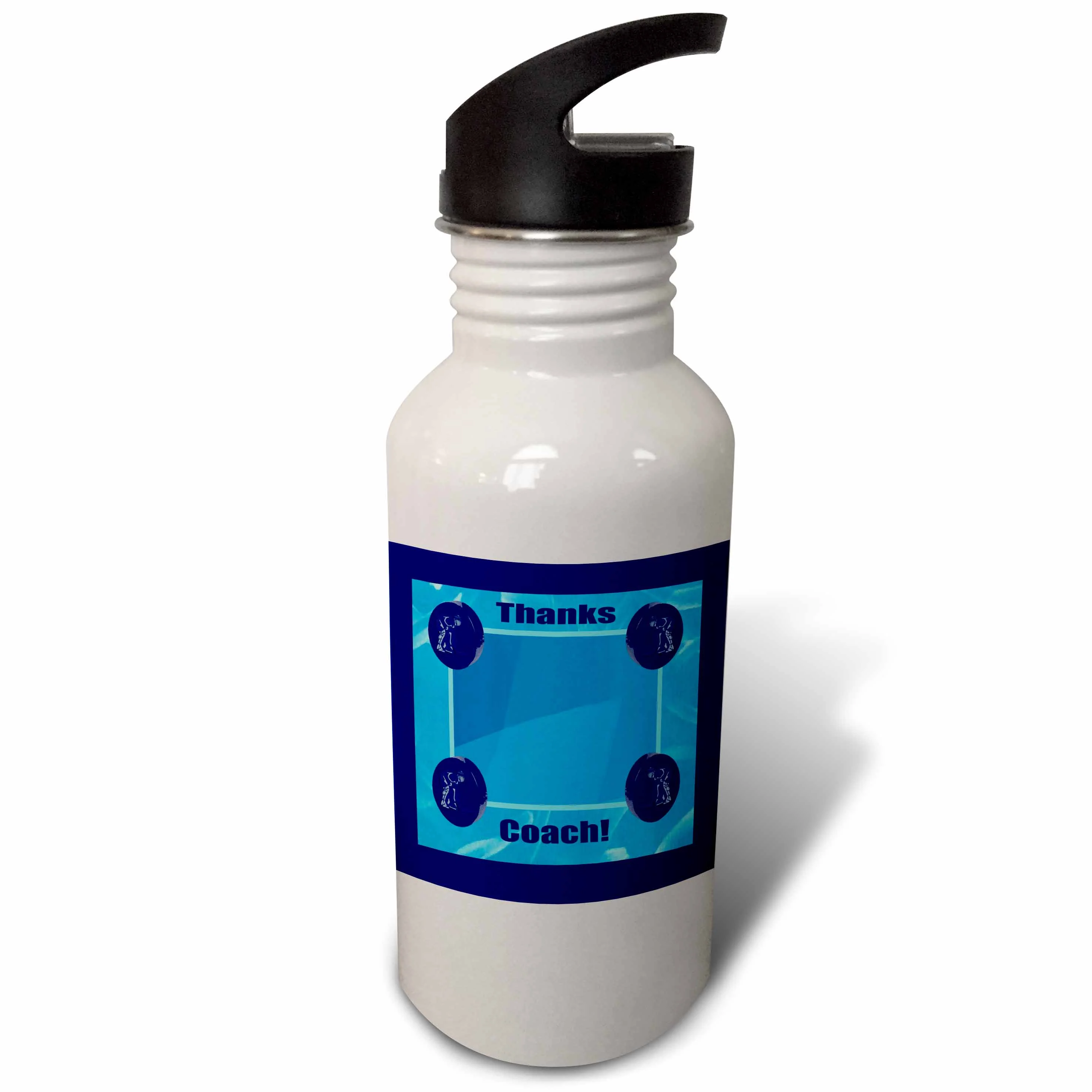Thanks Coach, Hockey Pucks and Players 21 oz Sports Water Bottle wb-43303-1
