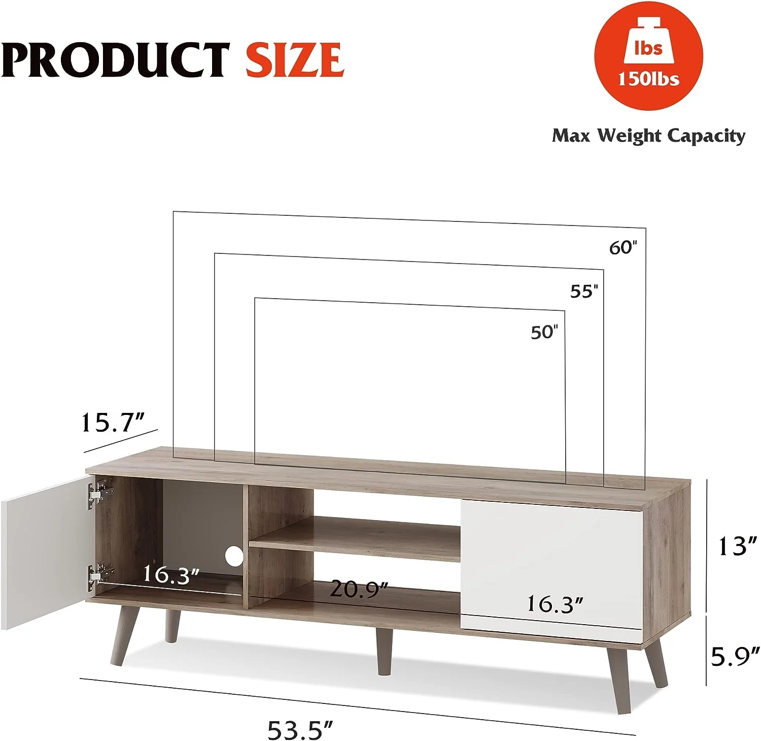 WLIVE TV Stand for Living Room, Up to 55 60 inch TV, Boho Entertainment Center with Storage Cabinets for Bedroom, Small TV Console for Living Room Home Decor, Greige White