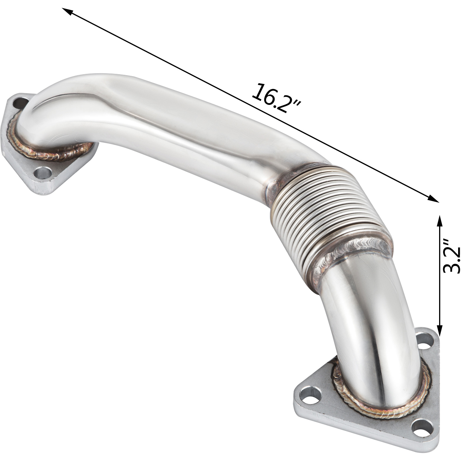 VEVOR Duramax Header Bolt on Passenger Side up-Pipe with Gaskets Fits for 2001-2016 GM 6.6L Diesel LB7 LLY LBZ LMM LML 6.6L Silver