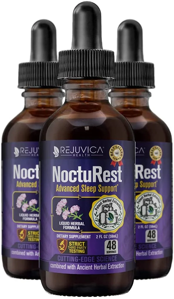 NoctuRest - Fast, Advanced Sleep Supplement | All-Natural Liquid Formula for 2X Absorption | Melatonin, Magnesium, Chamomile & More | 3-pack Value