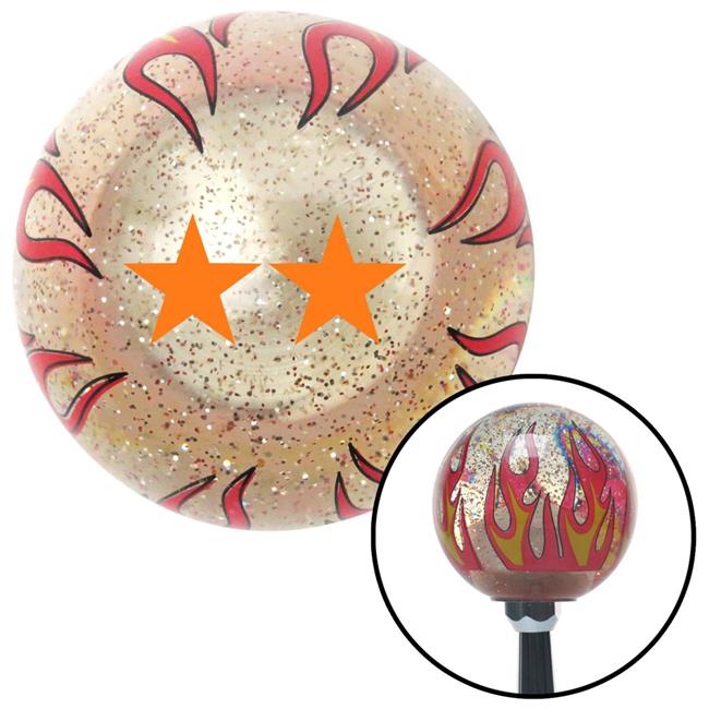 American Shifter  Orange Major General Clear Flame Metal Flake Shift Knob with M16 x 1.5 Insert Auto Brody