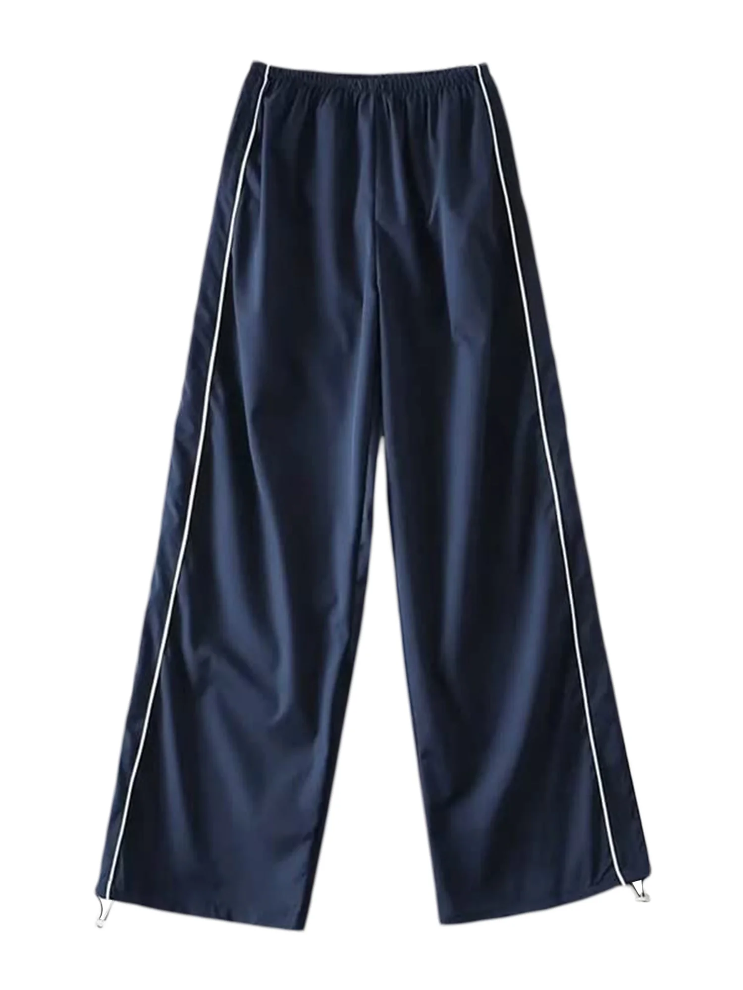Womens Parachute Pants Cargo Trousers Elastic Waist Wide Leg Track Pants Y2k Clothing