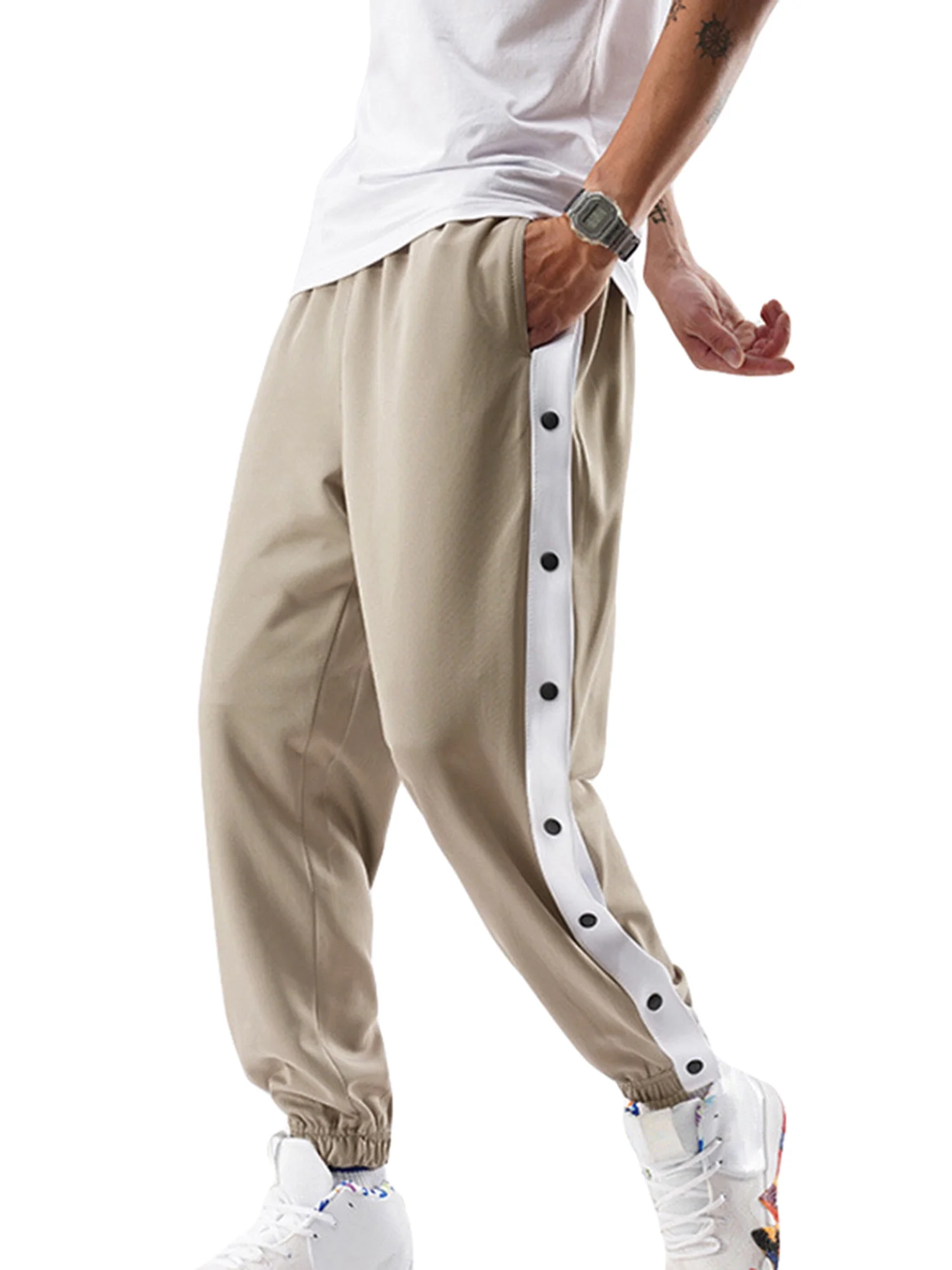 Men Tear Away Pants Casual Quick Dry Loose Fit Basketball Pants