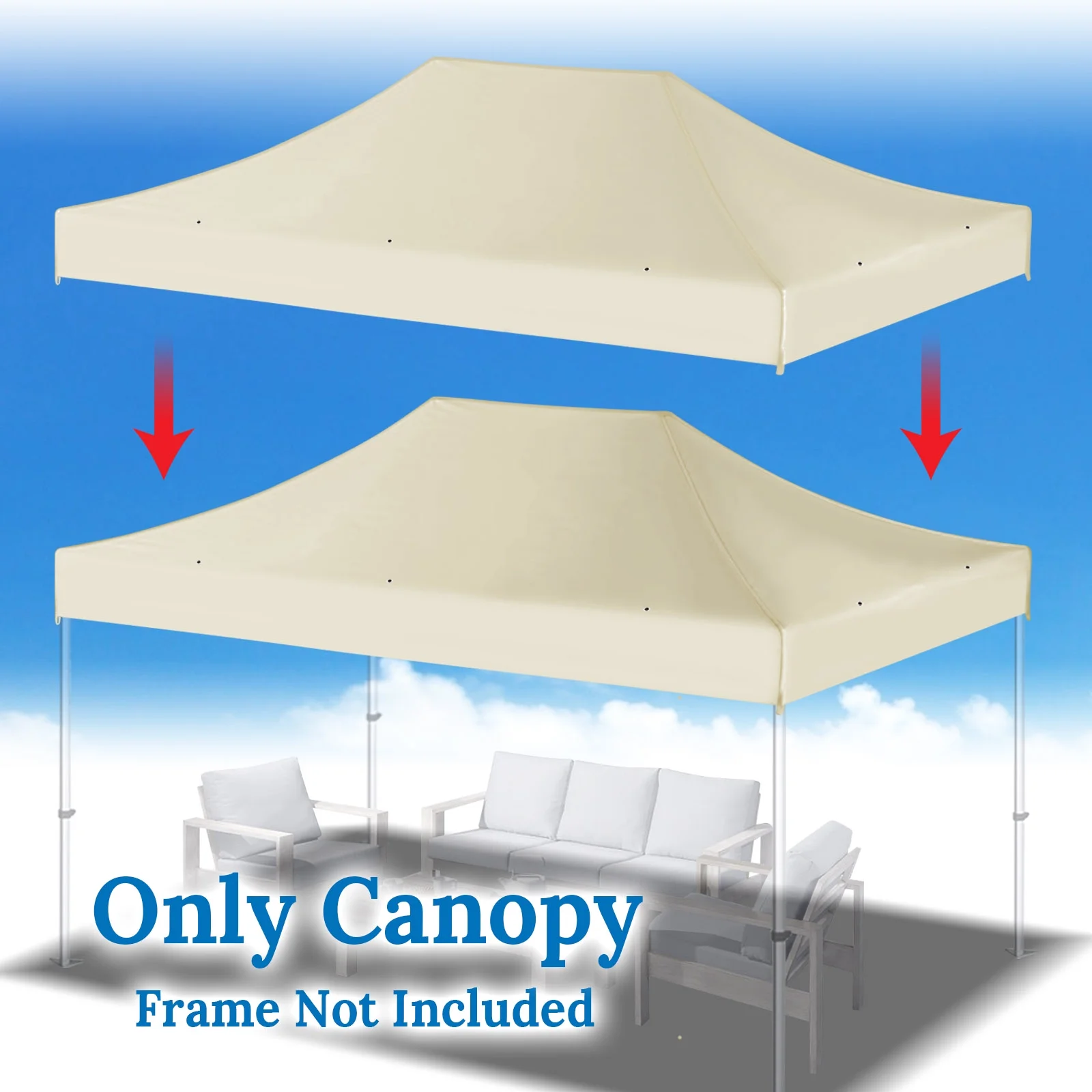 YardGrow 10x15 FT Pop Up Canopy Top Canopy Tent Replacement Top Gazebo Tent Cover ONLY