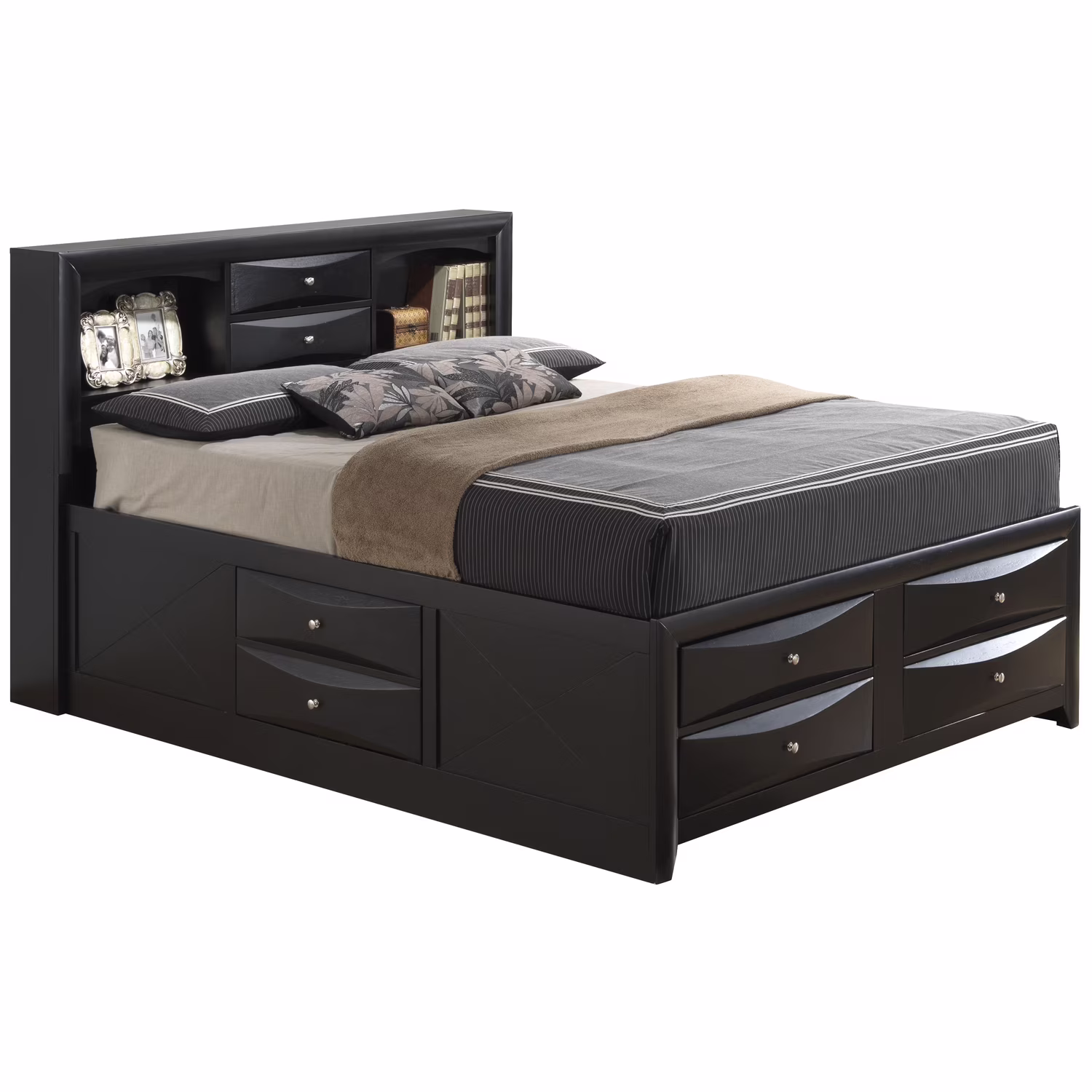Homestock Antique G1500G-QSB3 Queen Storage Bed , Black