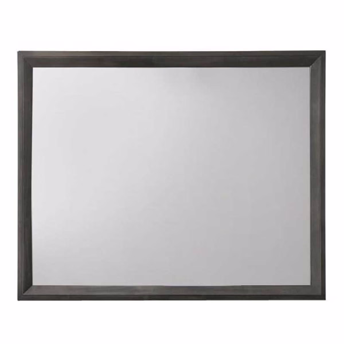 Rectangular Grained Wooden Frame Dresser Top Mirror, Gray and Silver- Saltoro Sherpi