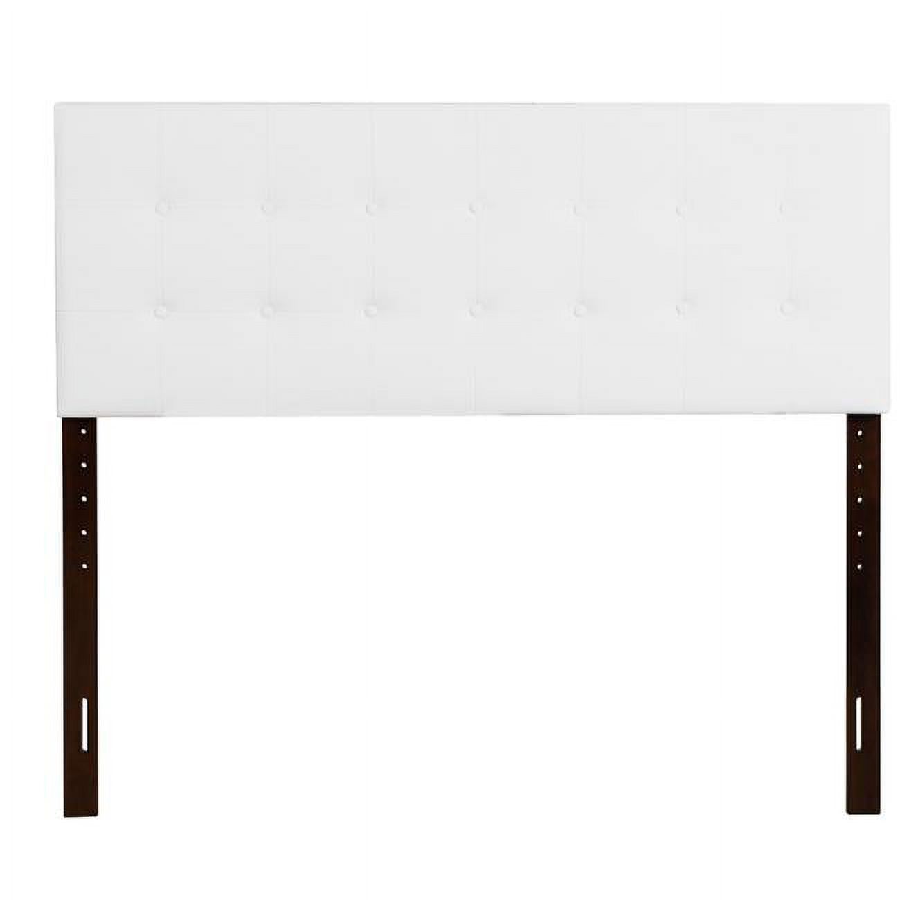 Passion Furniture PF-G0129-FHB Super Nova Upholstered Tufted Panel Headboard, White - Full Size