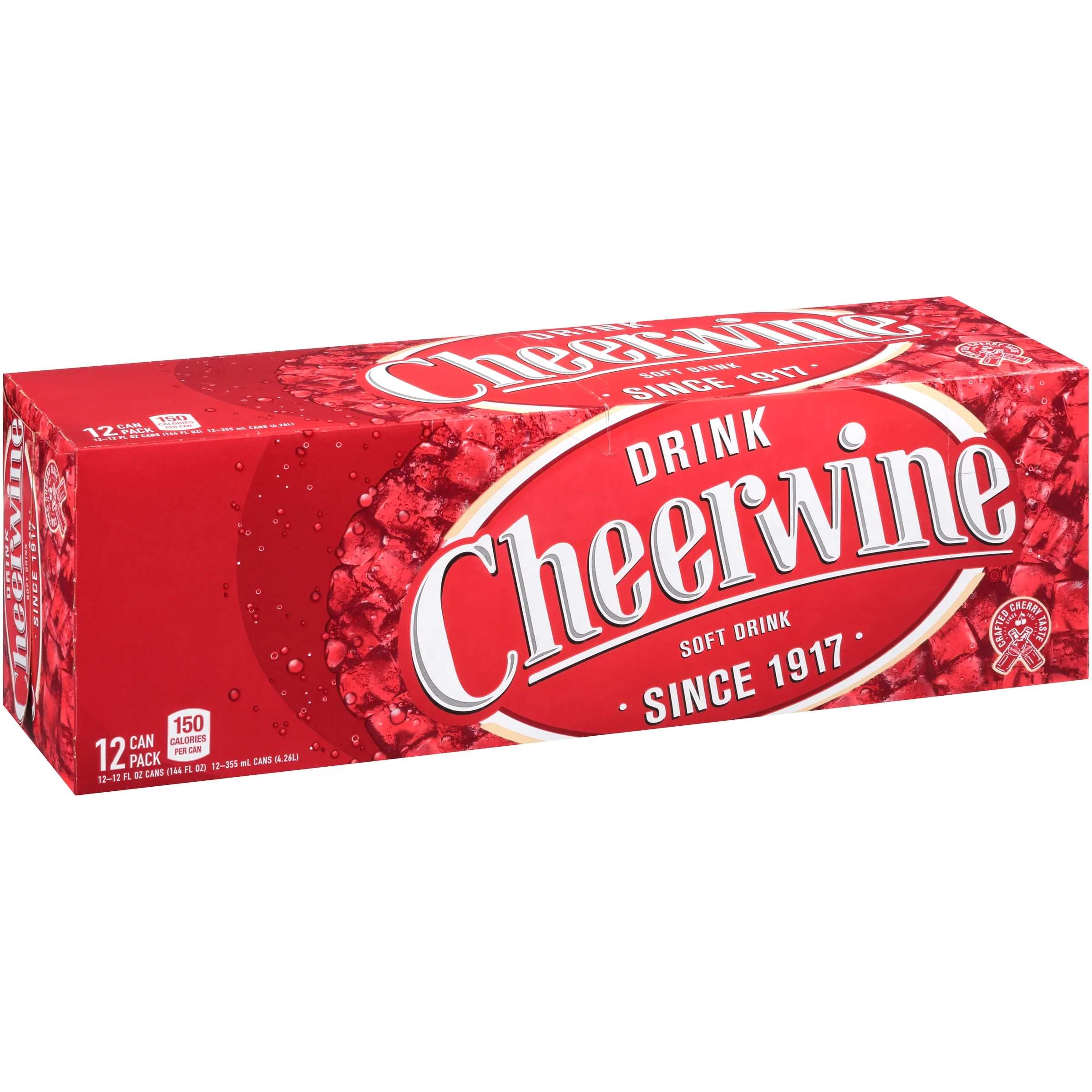 Cheerwine Uniquely Sparkling Cherry Soft Drink, 12 fl oz, 12-Pack