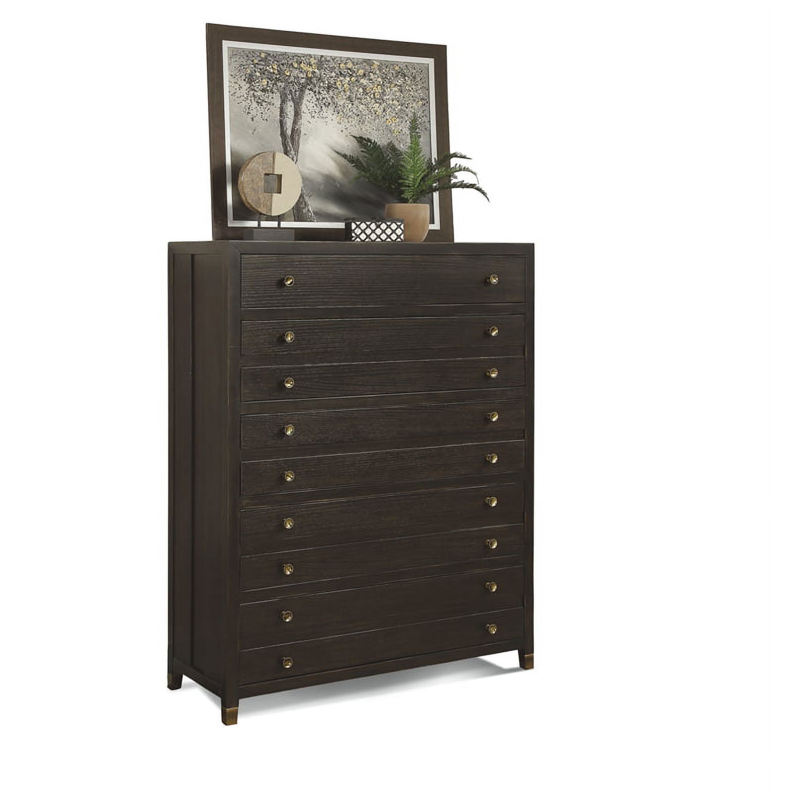 Home Square 2-Piece Set with Queen Framed Bed and Drawer Chest in Dark Brown