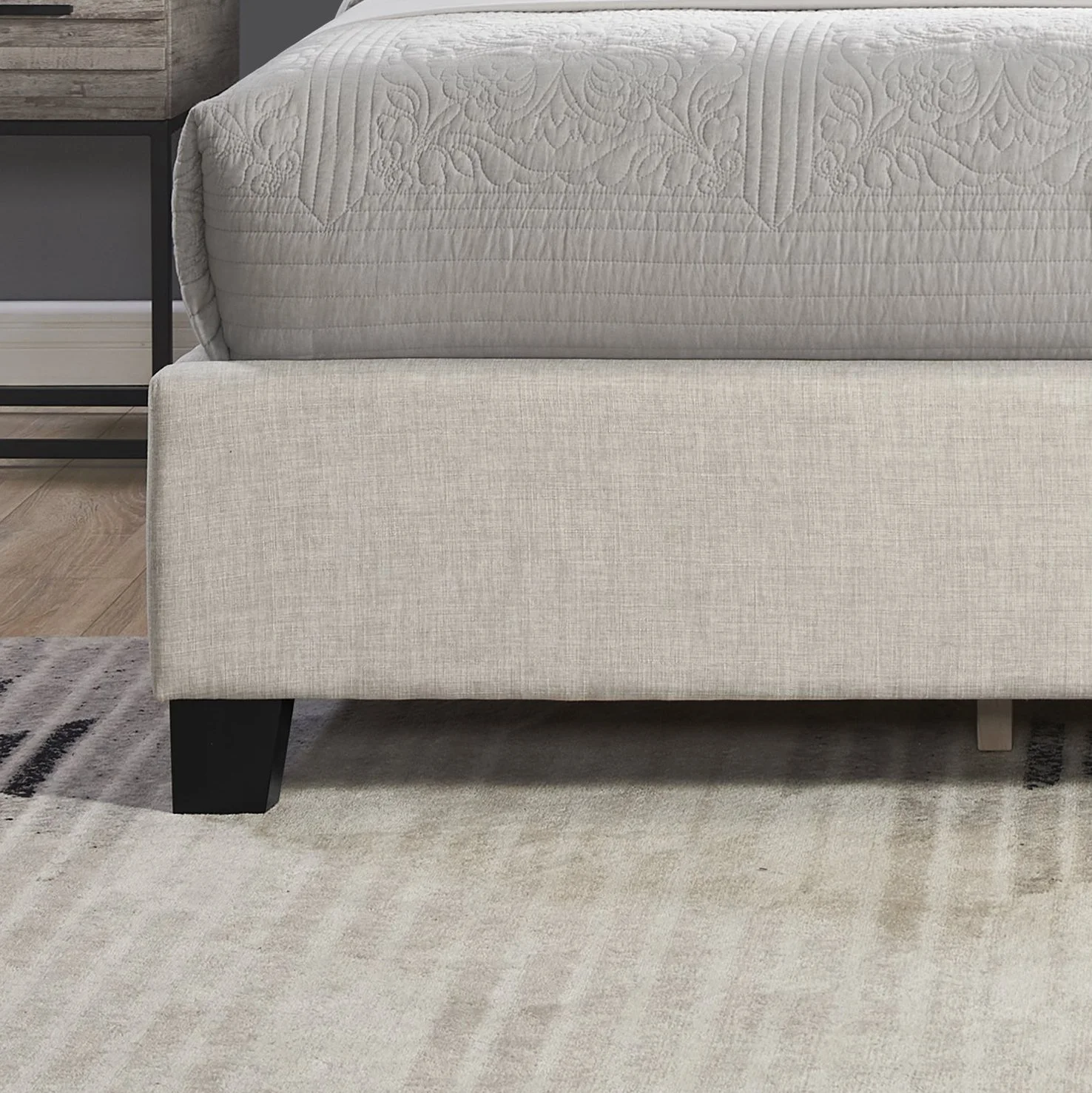 Roundhill Furniture Astral 3-Piece Upholstered Bedroom Set, Tufted Wingback Bed with Two Gray Nightstands, King