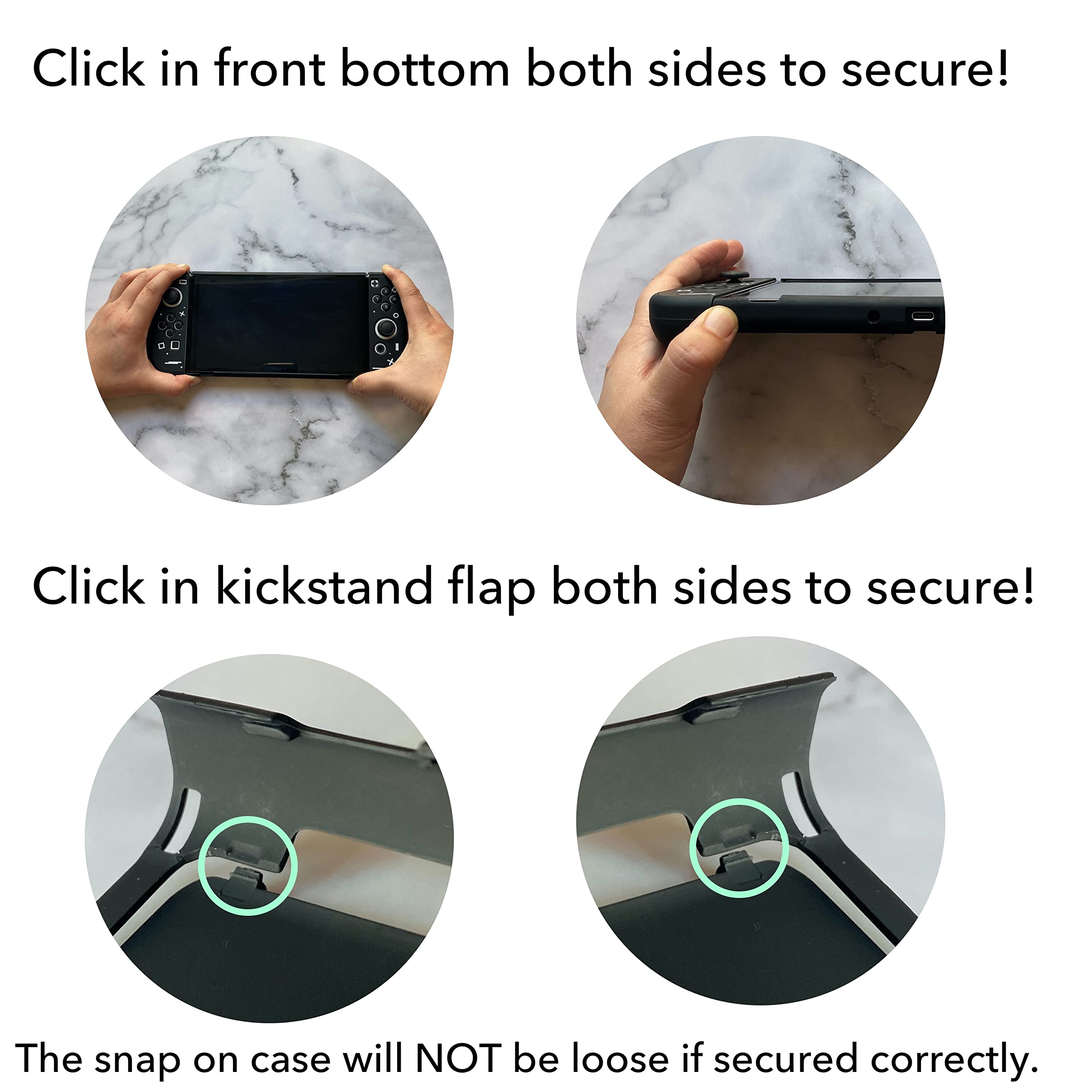 BelugaDesign Game Over Switch Case | Dockable Kickstand Retro Arcade Space Black Hard Protective Cover | Snap on Cover Shell Compatible with Nintendo Switch OLED (Switch OLED, Black)