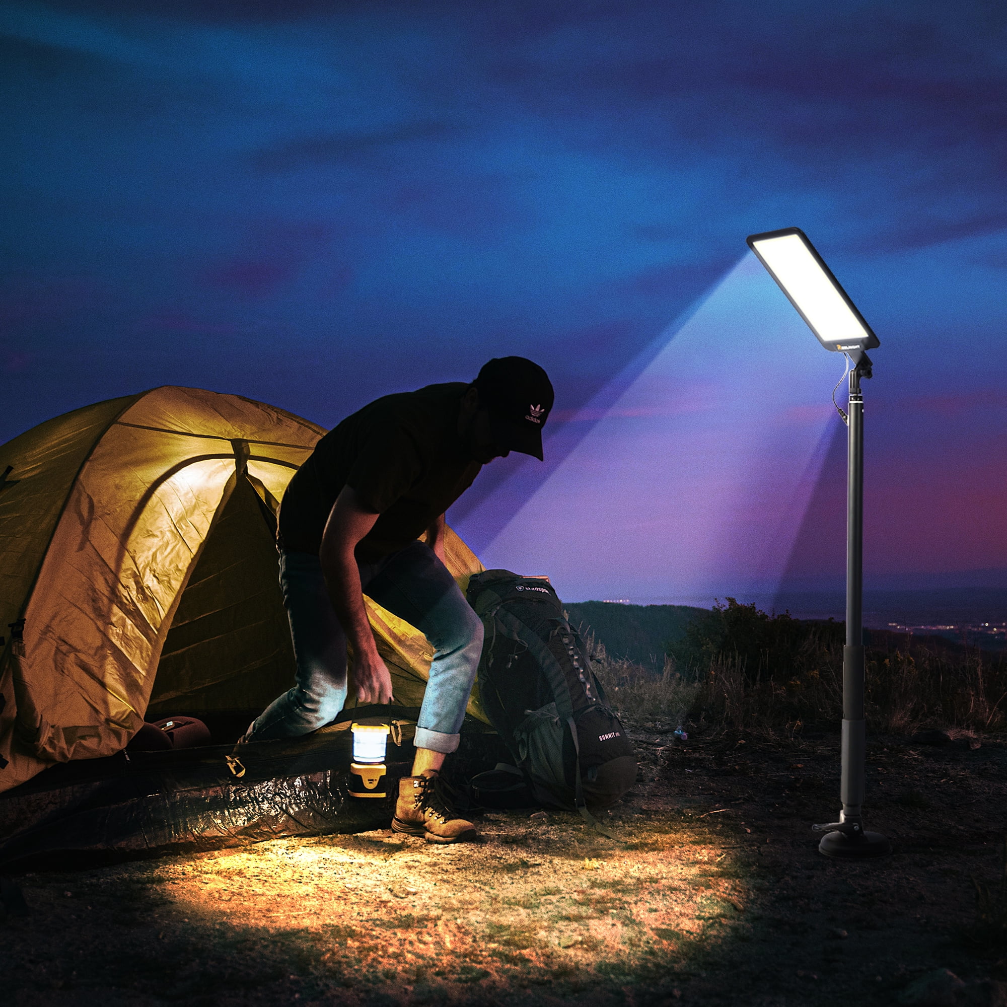 Ufurpie LED Telescoping Camping Light,12V 10000 Lumen Super Bright Portable Outdoor Light,Flood Lamp for Outdoor,Black