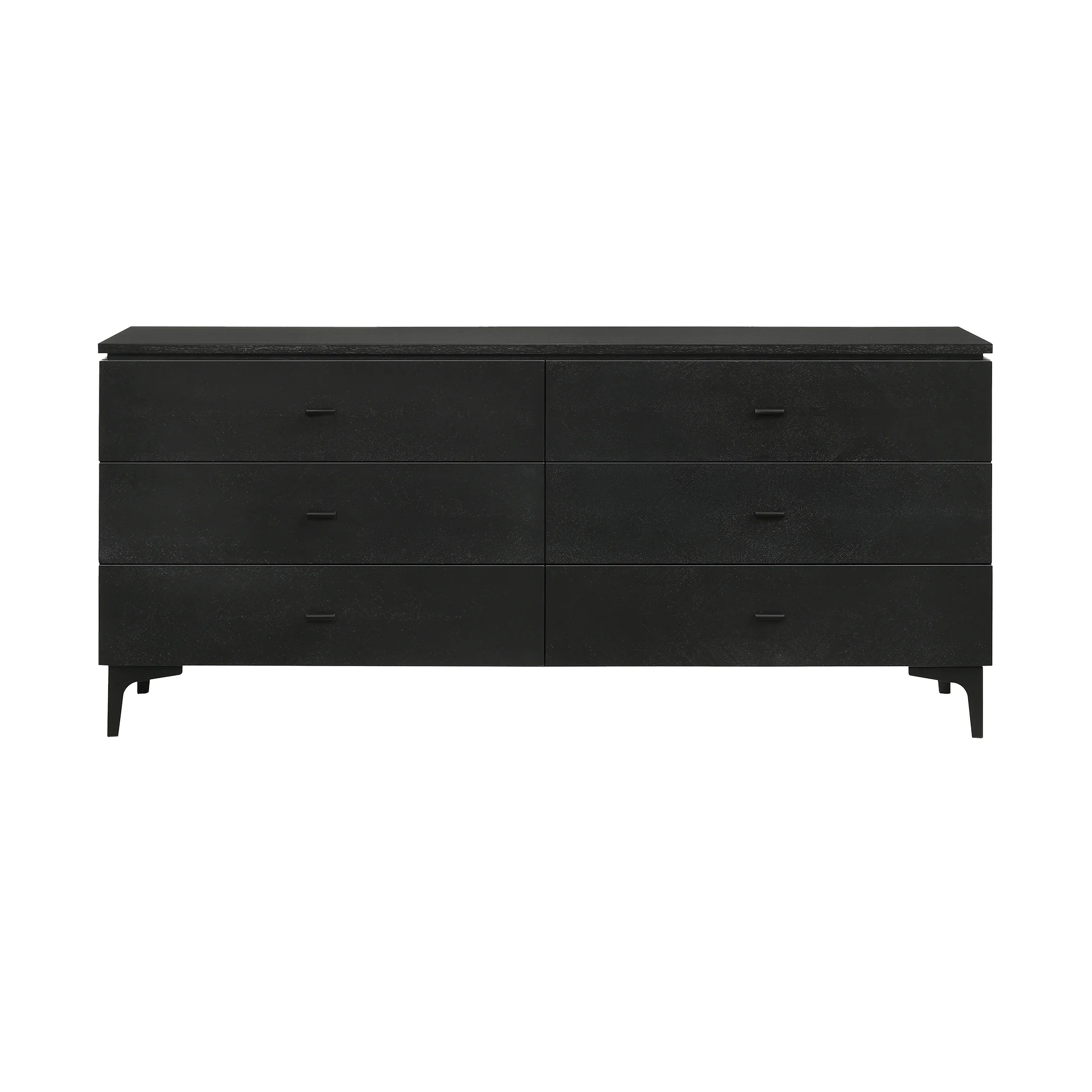 Armen Living Legend 6-Drawer Modern Wood Dresser with Metal Legs in Black