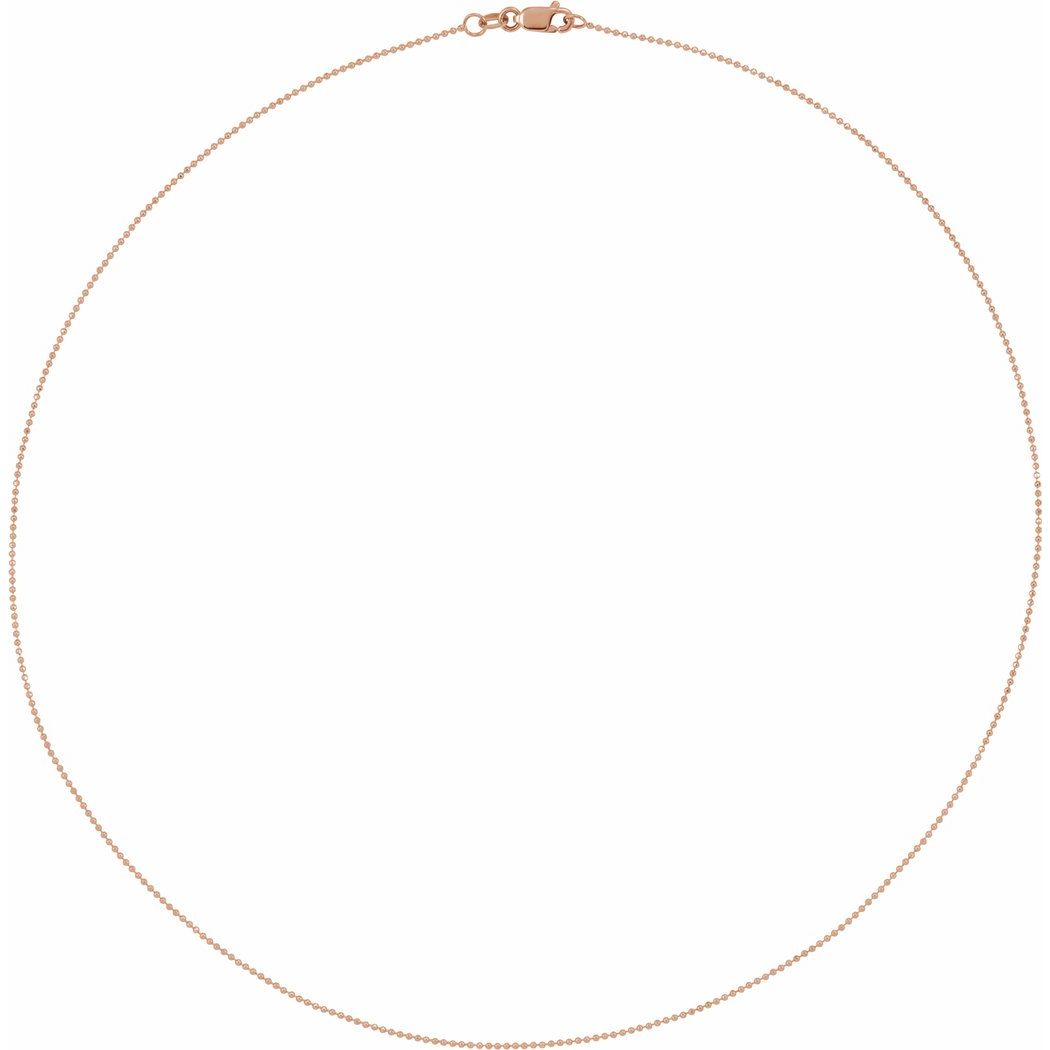 14k Rose Gold 7 Inch Polished 1mm Sparkle Cut Bead Bracelet With Lobster Clasp Jewelry Gifts for Women