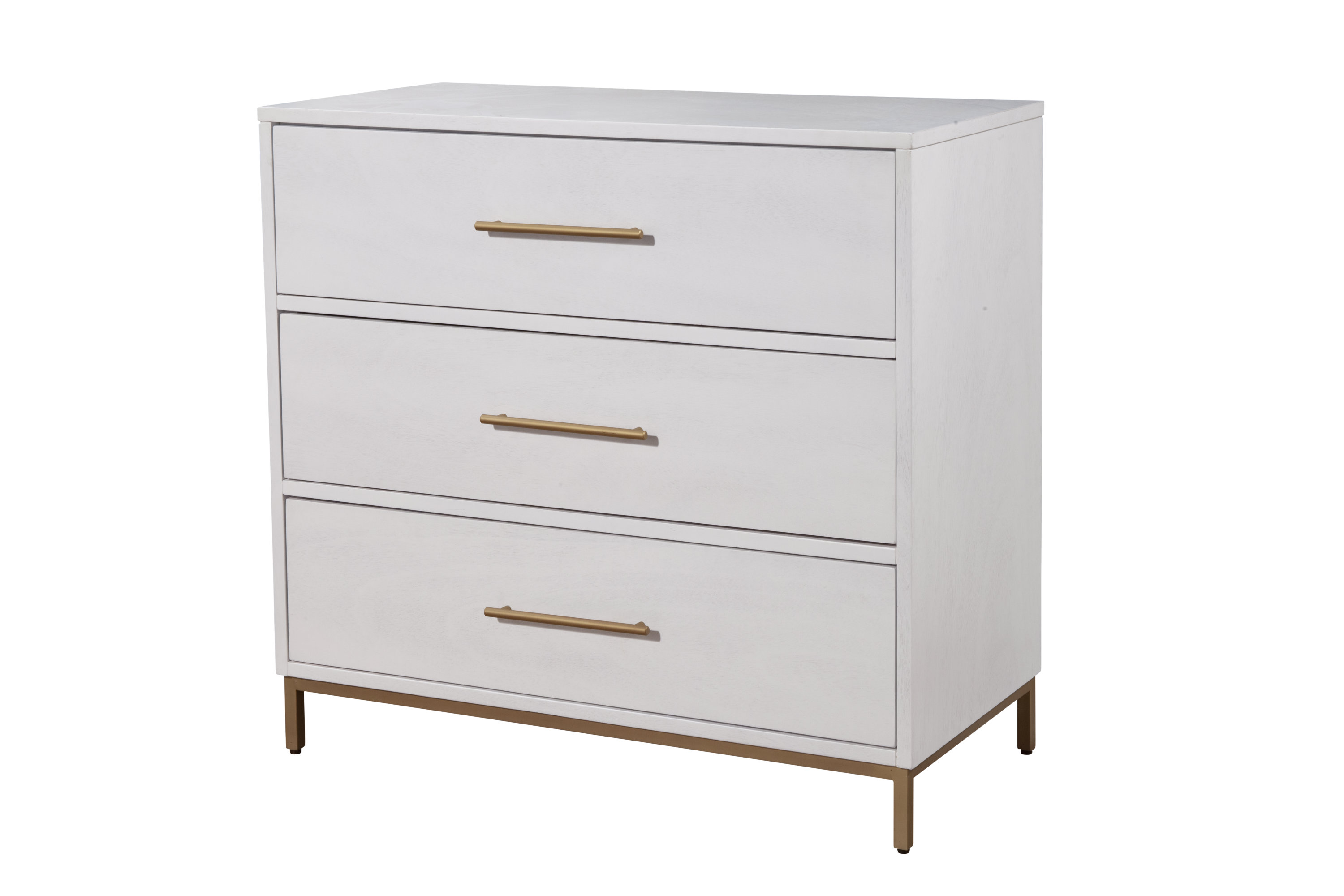 Alpine Furniture Madelyn Three Drawer Wood Small Chest in White