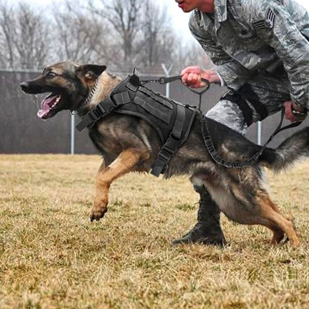 Adjustable Training Tactical Pet Dog Harness Vest +Retractable Leash Set No-Pull