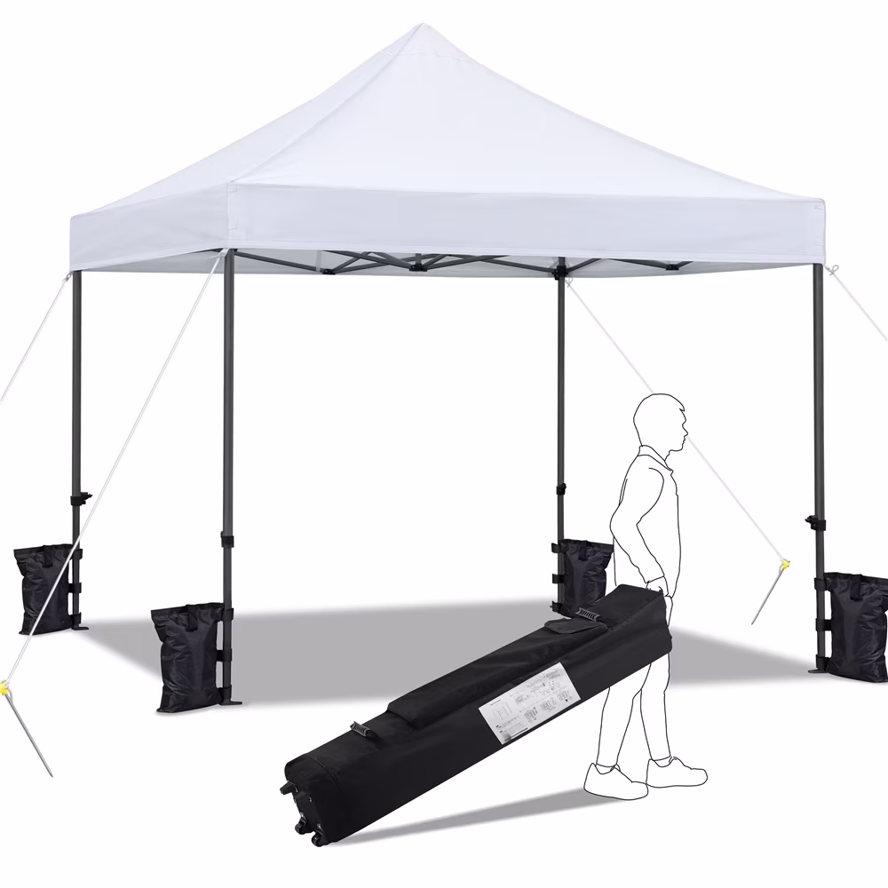 Yaheetech 10x10ft Pop Up Canopy Tent with Wheeled Carry Bag, White