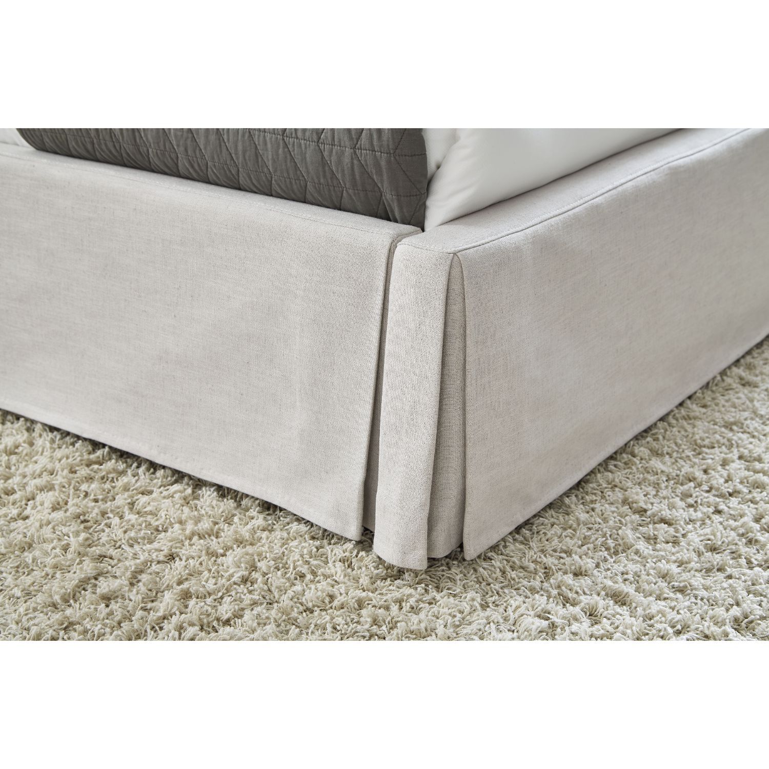 Modus Furniture Hera Upholstered Skirted Panel Bed in Oatmeal