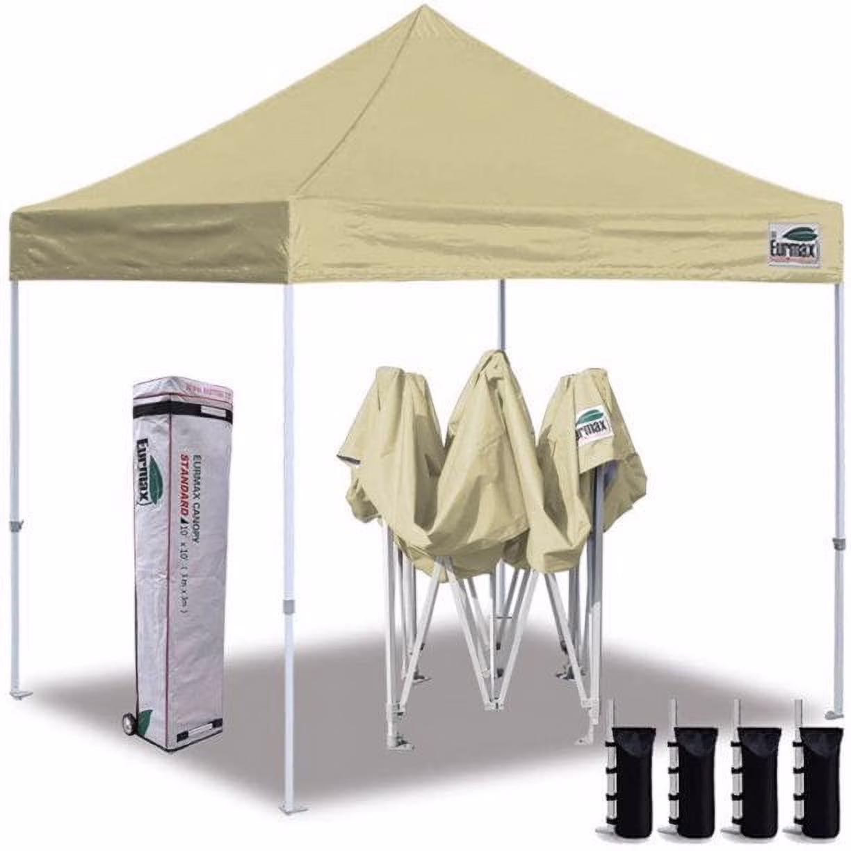 Eurmax Canopy 10' x 10' Sandy Pop-up Canopy and 56lbs Instant Outdoor Canopy