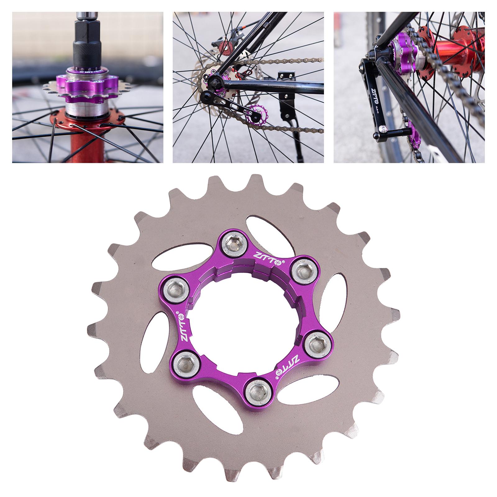 Bicycle Single Cassette Cog with Lockring, Spacers set MTB Fixed Gear Adapter 17-32T Hub Refit Parts - 22T