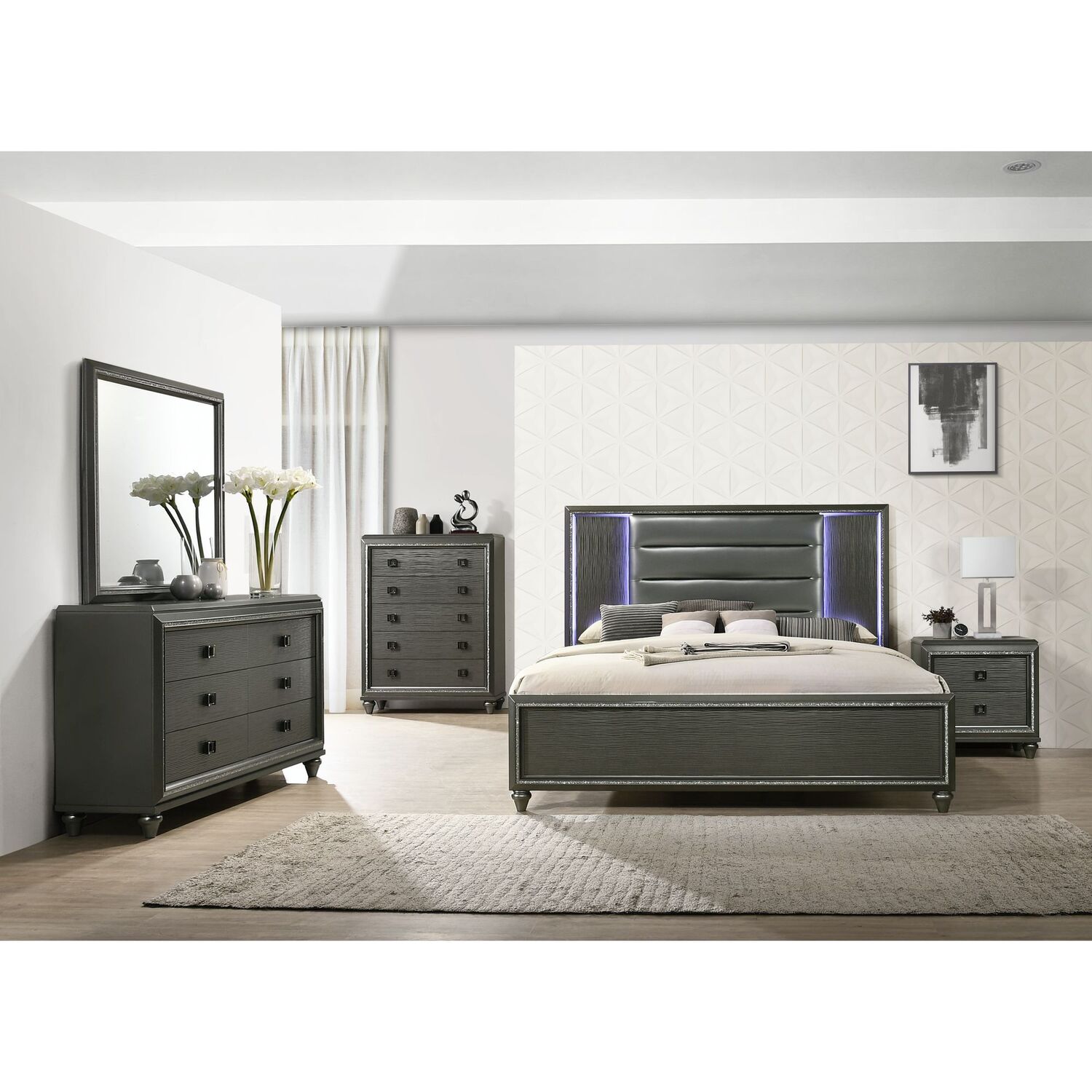 Picket House Furnishings Faris King Panel 3PC Bedroom Set in Black