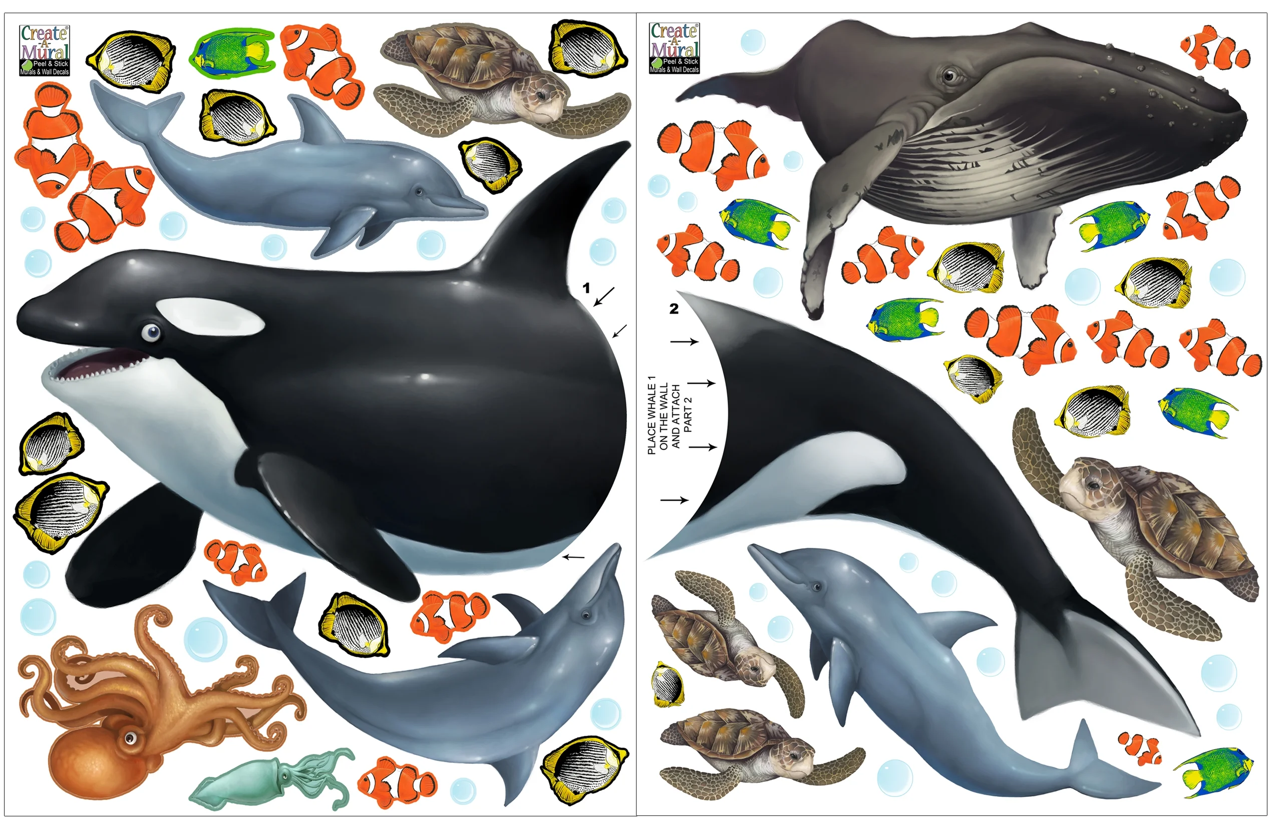 Ocean Wall Decals Under the Sea Fish Whales Dolphins (29) Sea Life Wall Stickers 5