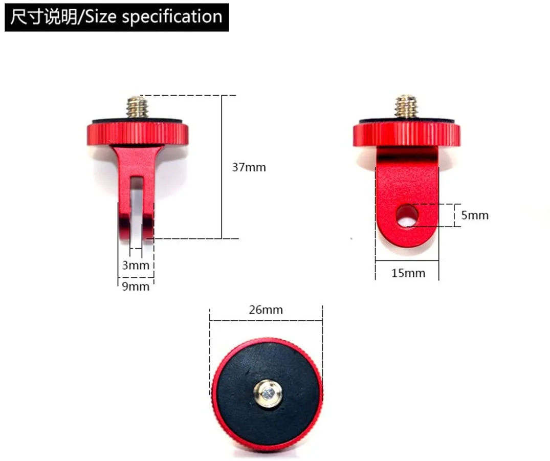 Aluminum Tripod Mount Adapter Screw Mount Compatible with GoPro Hero 9, 8, 7, 6, 5, 4, Session, 3+, 3, 2, 1, Fusion,