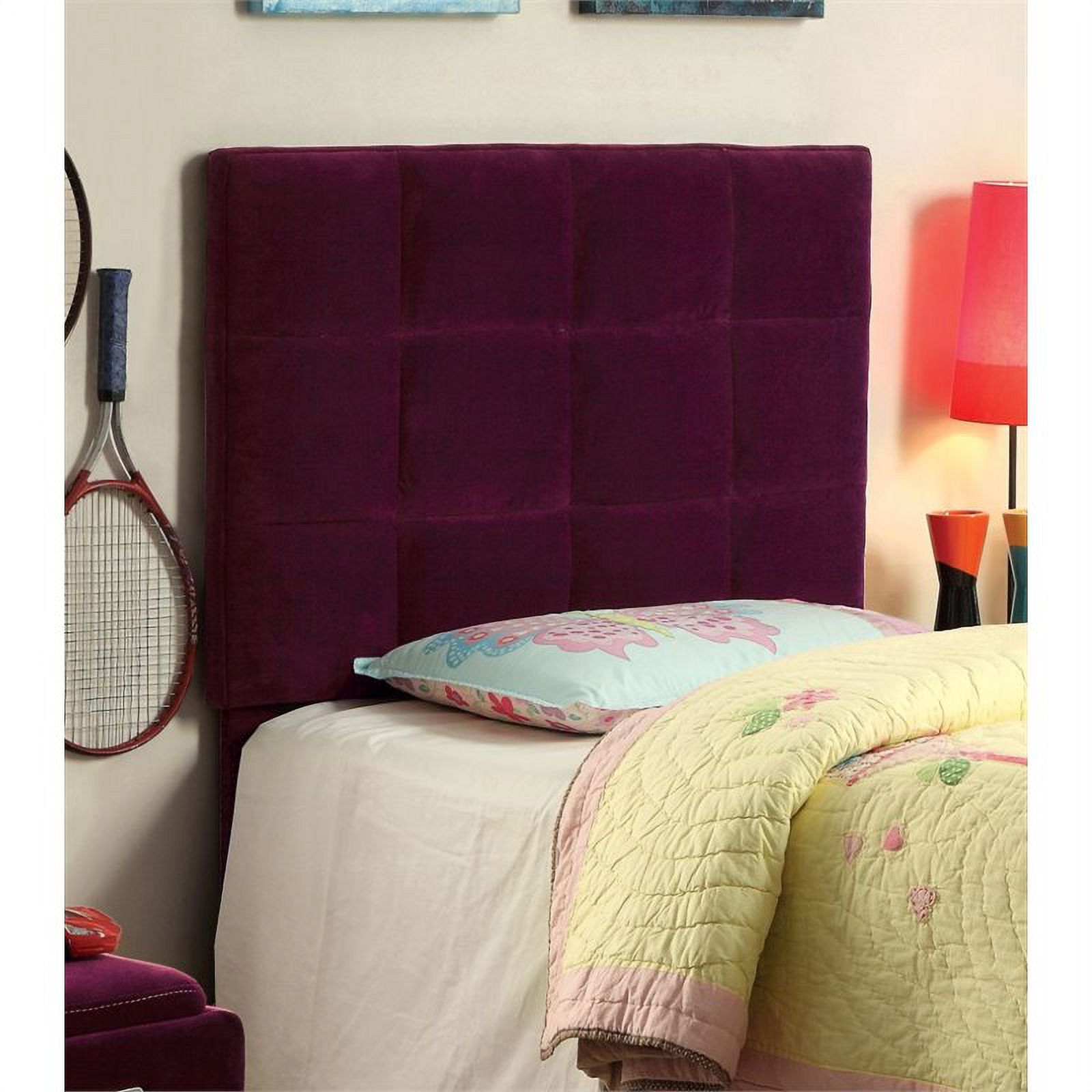 Bowery Hill Transitional Fabric Upholstered Twin Headboard in Purple