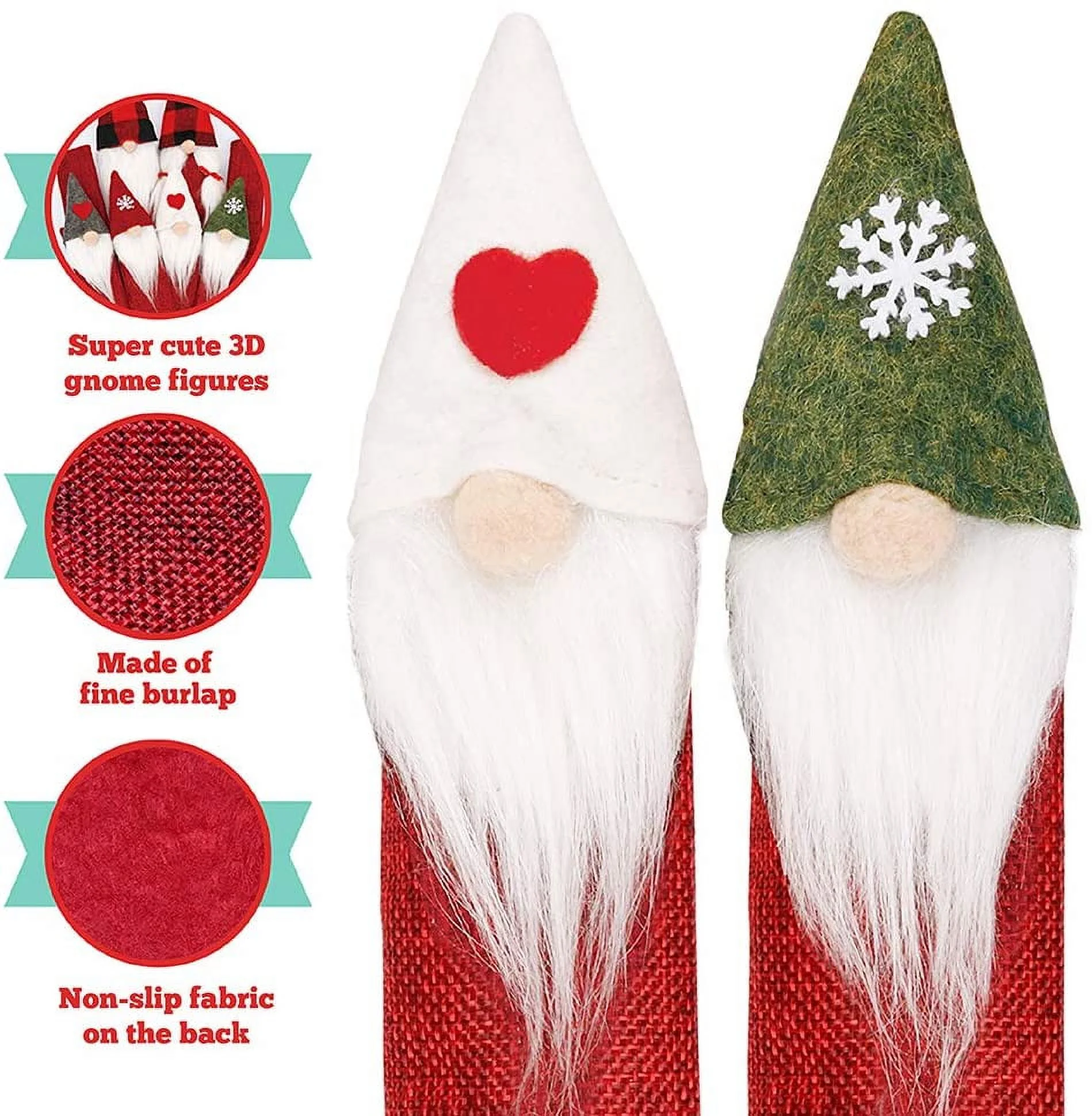 D-FantiX Gnome Christmas Refrigerator Handle Covers Set of 8, Adorable Swedish Tomte Kitchen Appliance Handle Covers Microwave Oven Dishwasher Fridge Door Handle Covers Protector Christmas Decorations