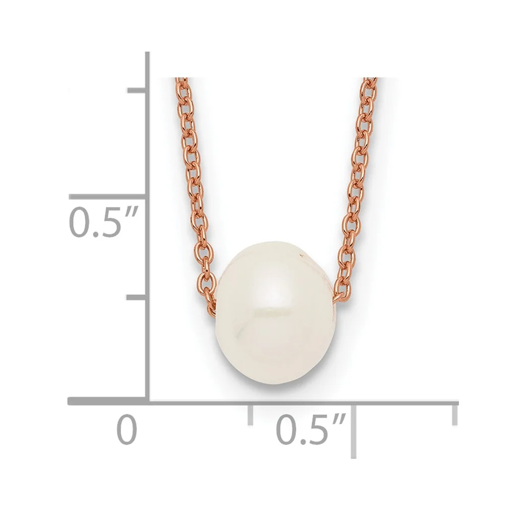 Sterling Silver Rose-tone 18k Flash-pl 8-9mm White FWC Pearl Necklace QQH5539-18