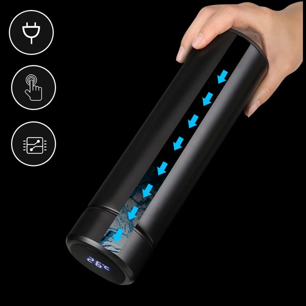 JahyElec 500 ML Vacuum Sealed Steel Thermos Insulated Coffee Cup Travel Mug LED Display(Gold)