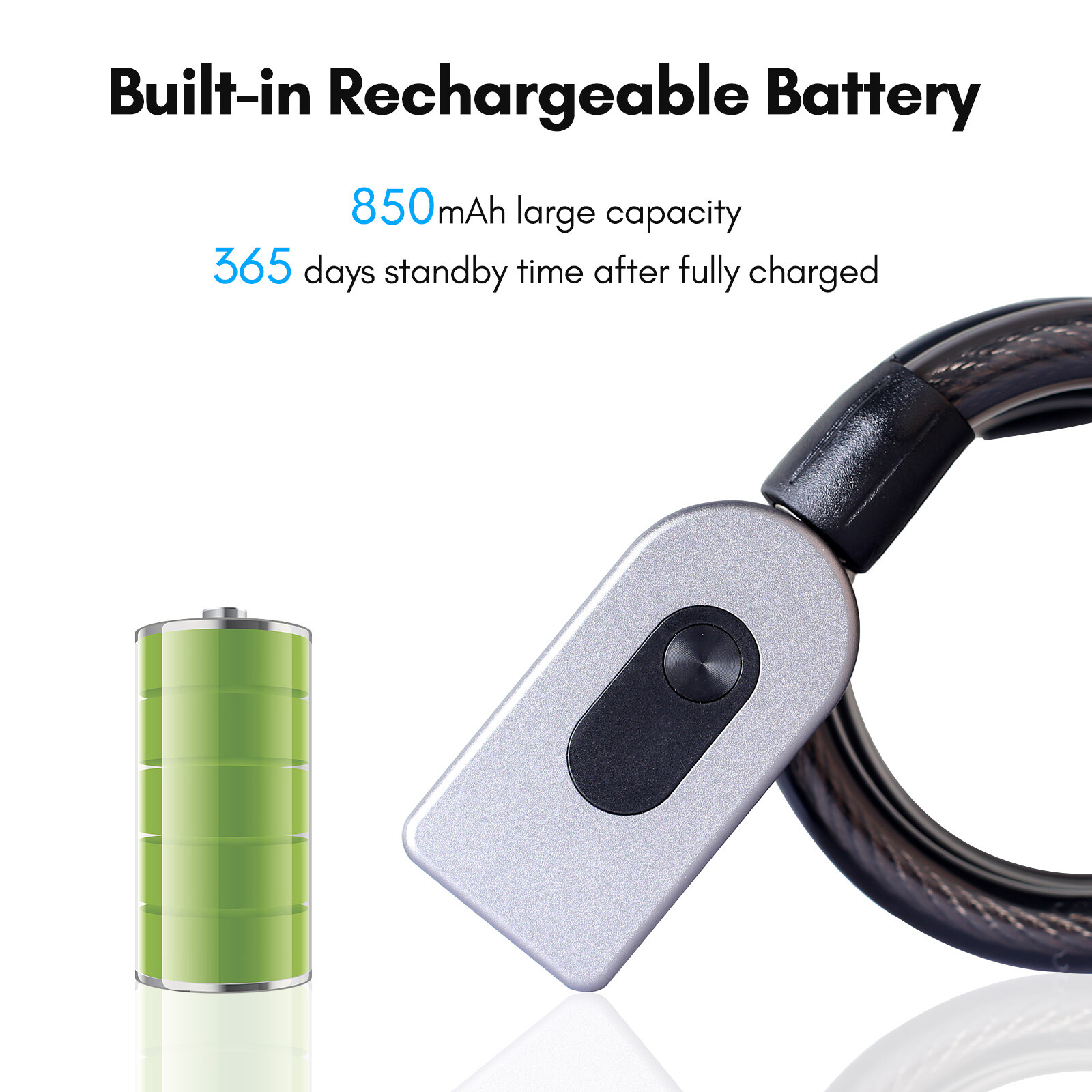 Spirastell Electronic padlock,Cable Combination Lock Bike Lock Cable APP Keyless Cable IP66 Waterproof Built-in Combination Lock BT -Theft Battery Bike Door Built-in Battery Bike Cable Lock IP66