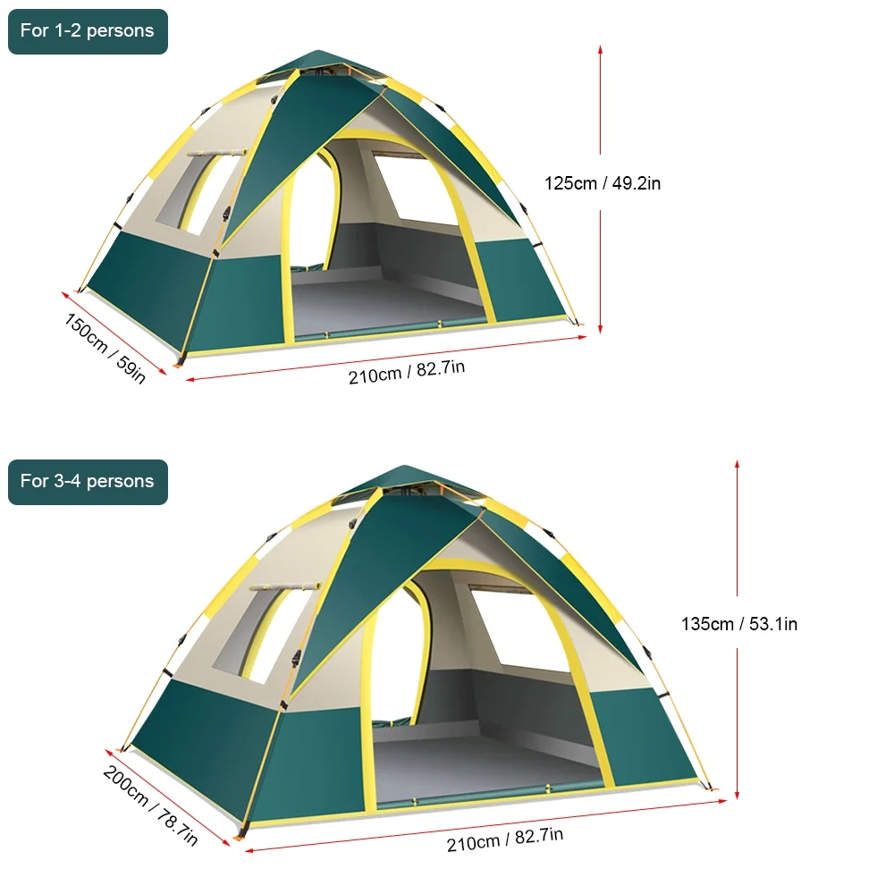 Walmeck Portable Tent for Hiking, Instant Automatic UV Protection Camping Tent Sun Shelter Shade