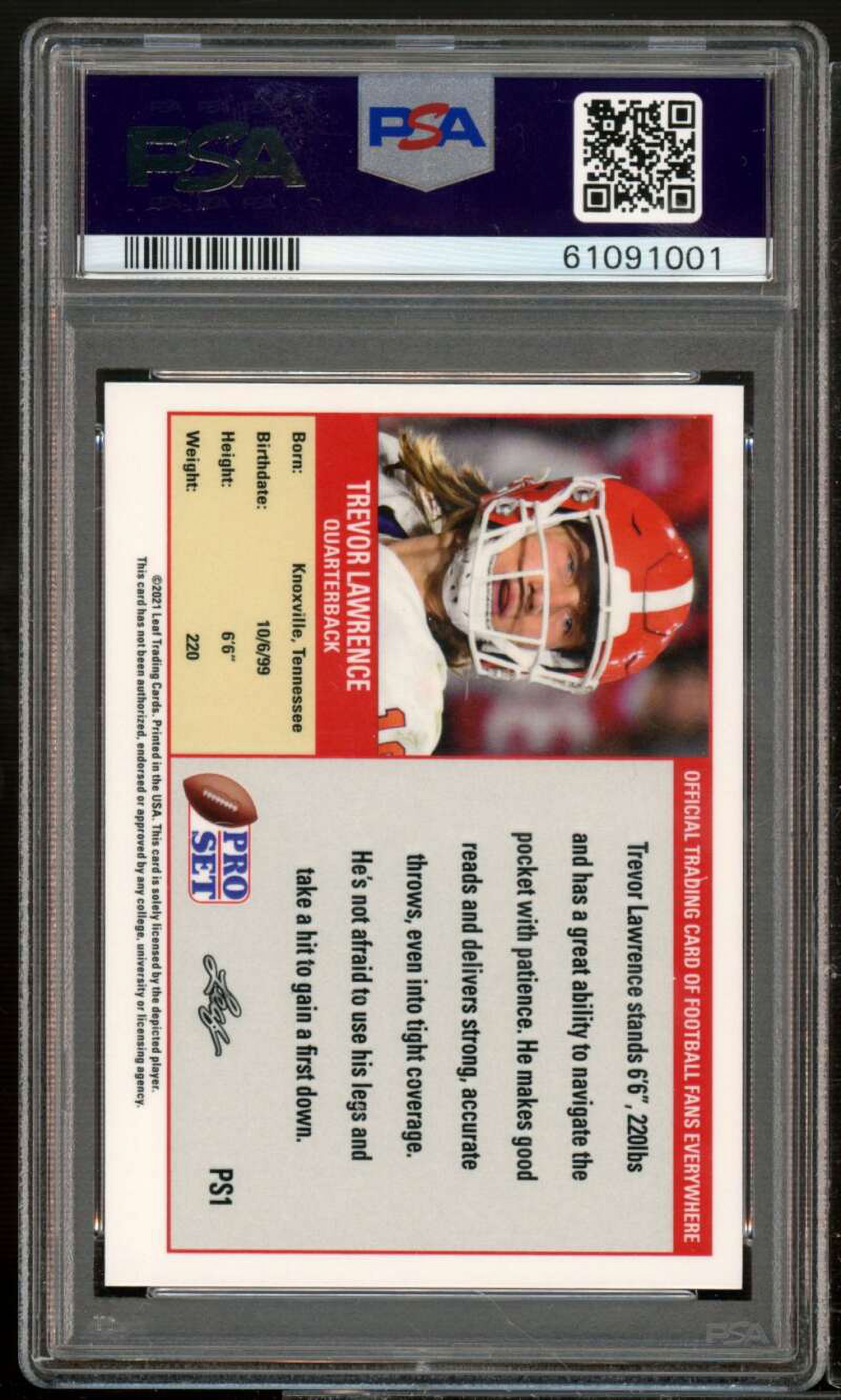 Trevor Lawrence Rookie Card 2021 Leaf Pro Set #PS1 PSA 9