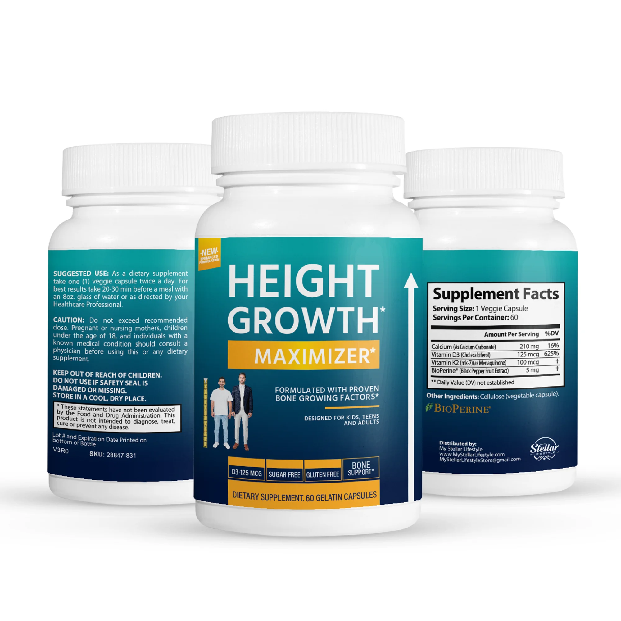5 Pack Height Growth Maximizer - Bone & Joint Health- 60 Capsules x5