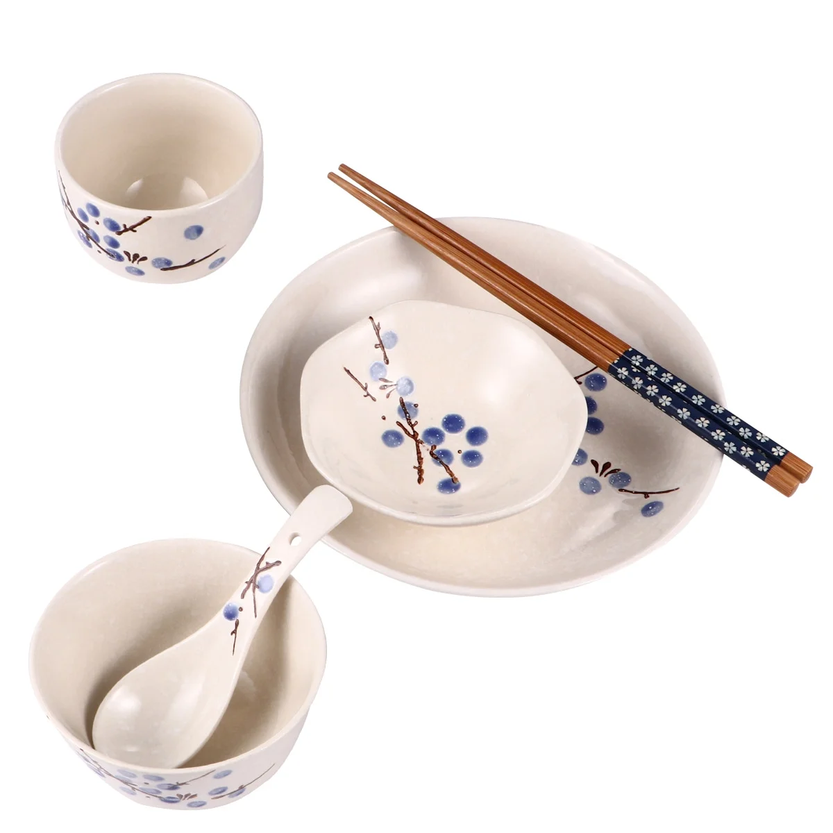 1 Set 6 Pcs Household Ceramic Tableware Japanese Style Tableware for Single