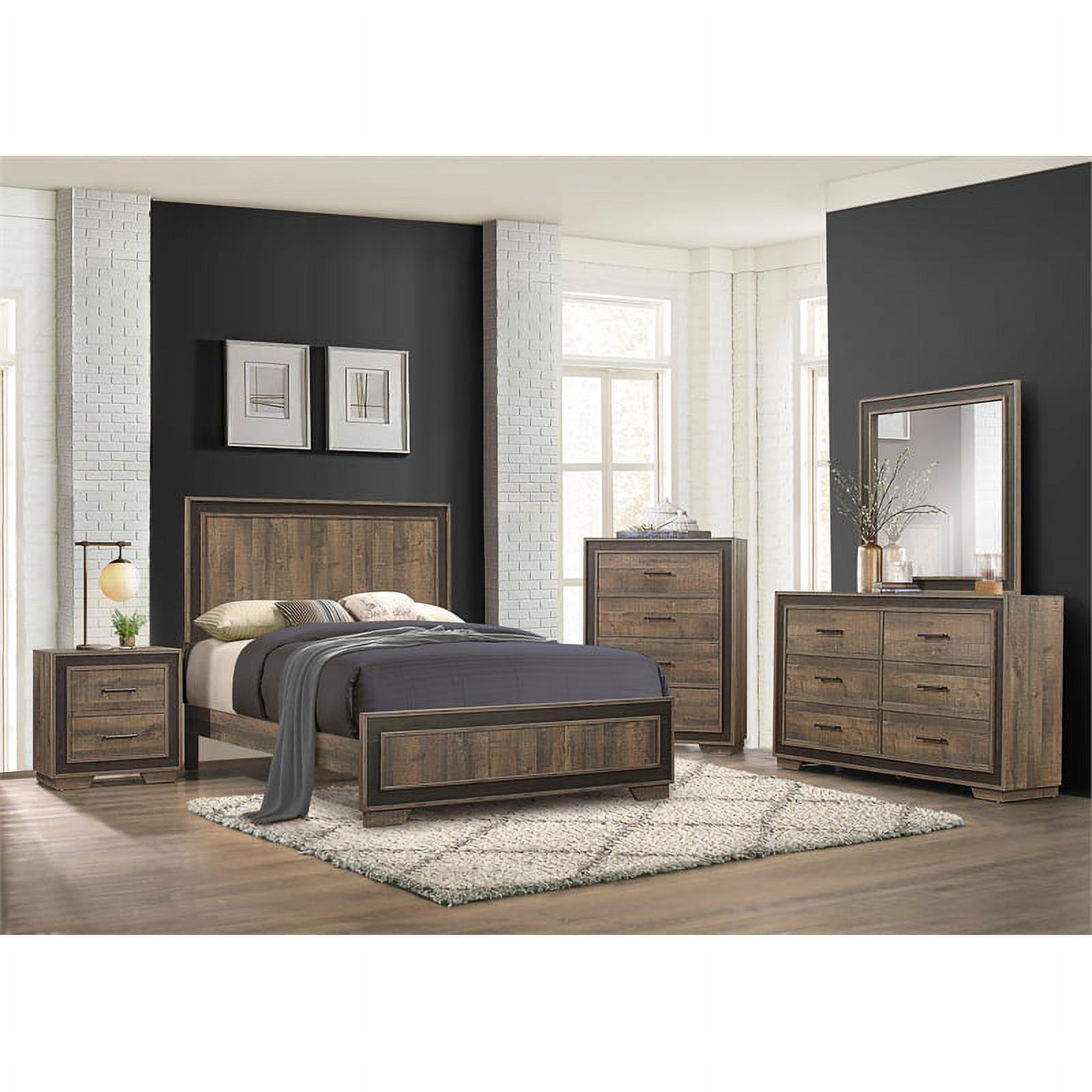 Lexicon Ellendale Queen Bed in 2-Tone Finish (Rustic Mahogany and Dark Ebony)