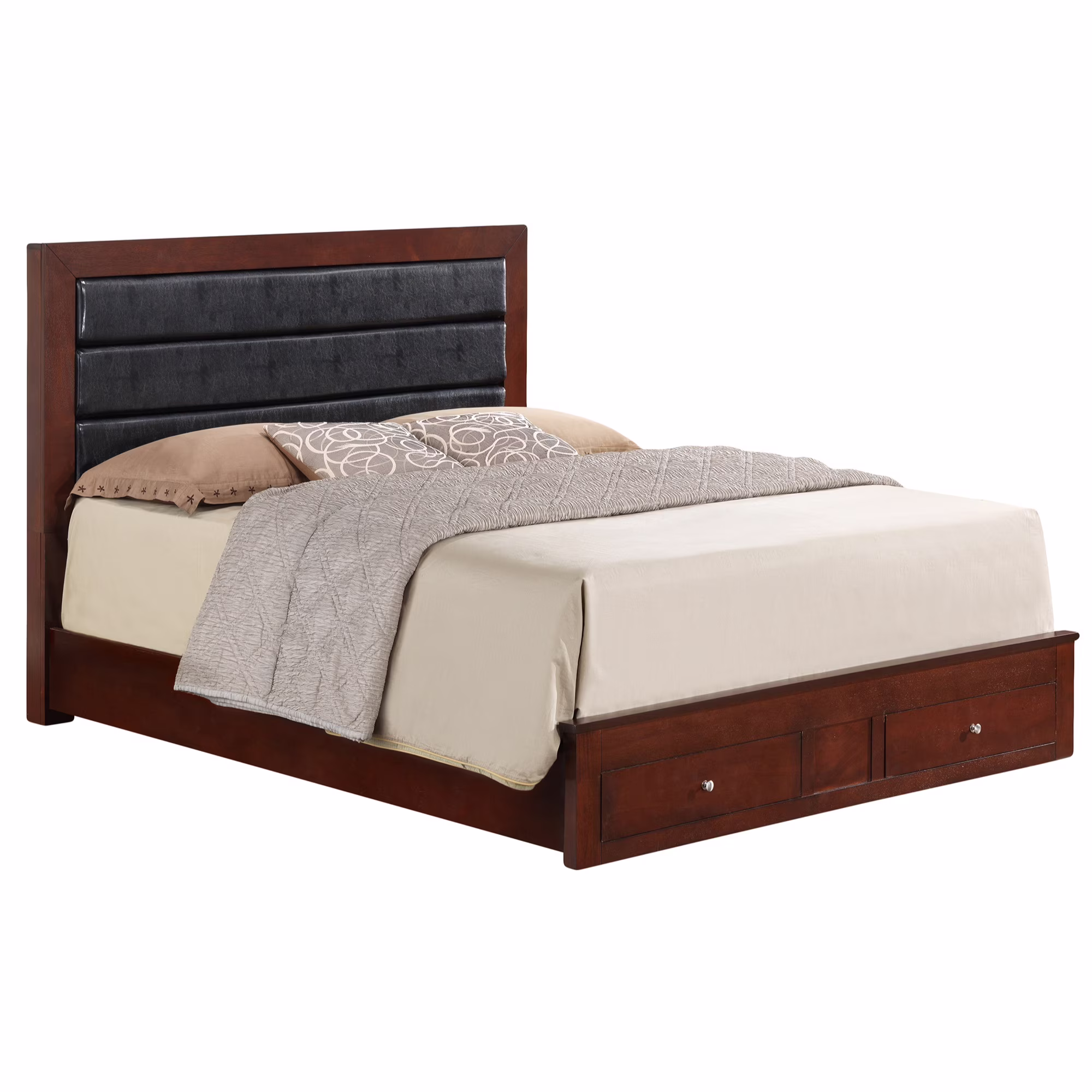 Passion Furniture Burlington Cherry And Black King Platform Bed PF-G2400C-KSB