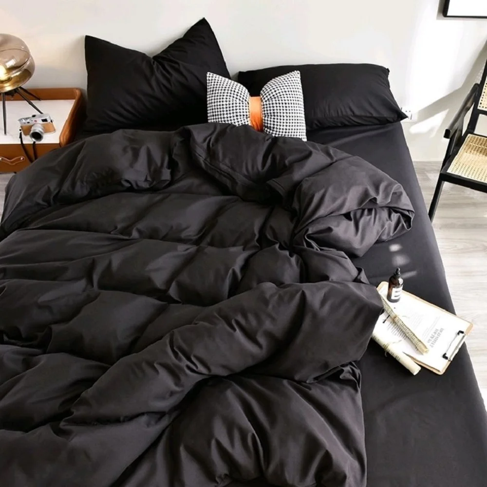 DBOZE Cotton Blend 5 Pieces Bed In A Bag Down Alternative Comforter Sets, Black, King/Cal King