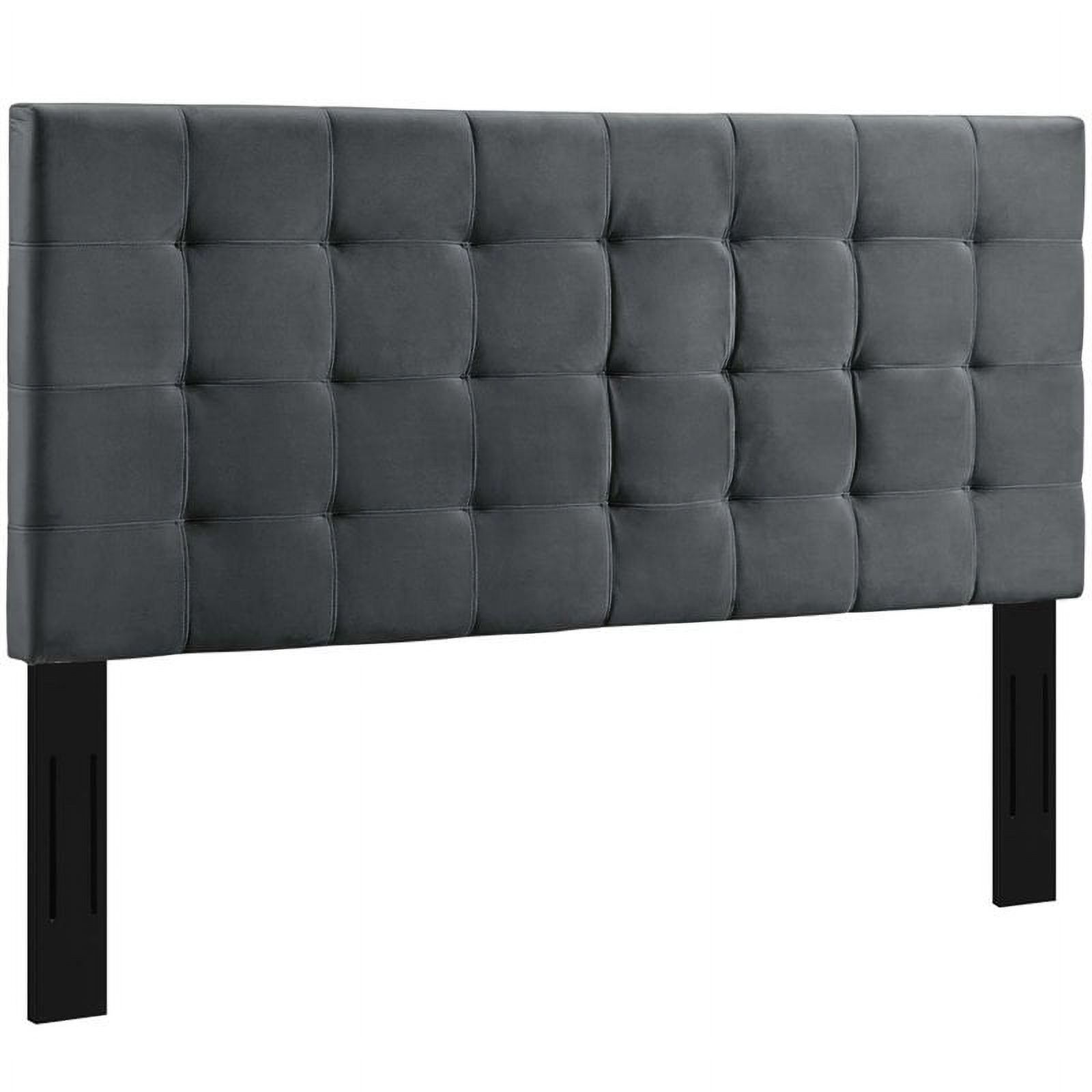 Pemberly Row Modern Tufted Velvet Full Queen Headboard in Gray