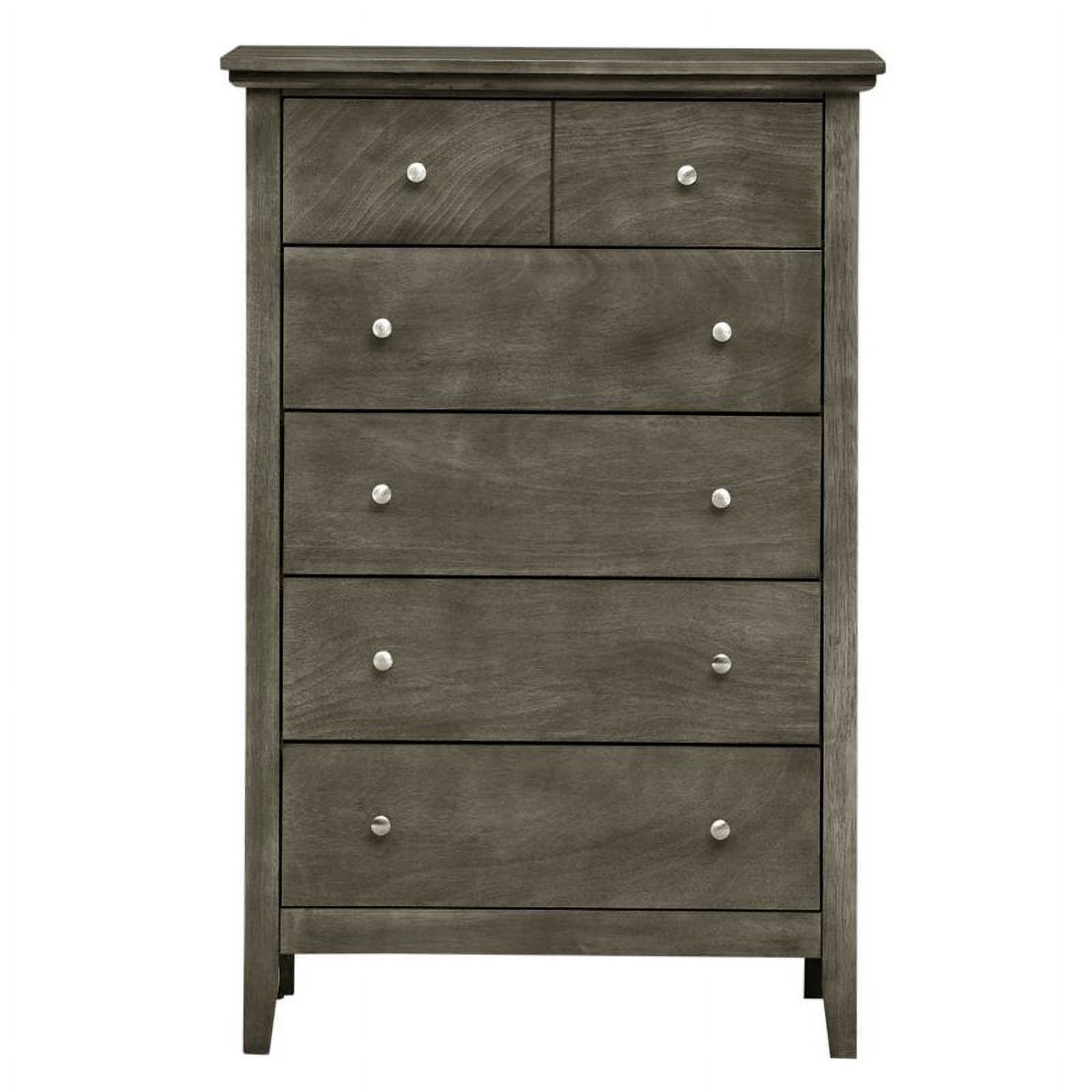 Home Square 3-Piece Set with Queen Bed 5-Drawer Chest and Nightstand in Gray